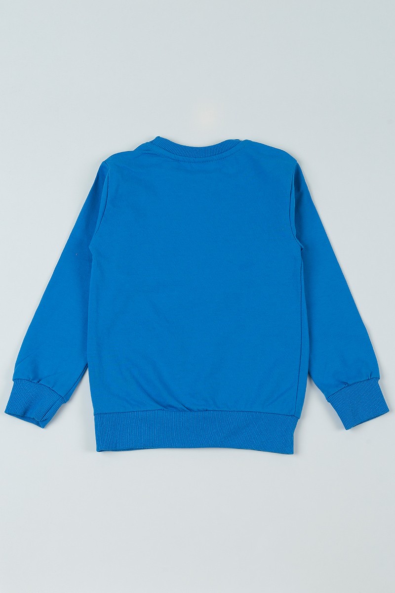 Mavi (5-8 Yaş) Unbeaten Baskılı Erkek Çocuk Sweatshirt 93027
