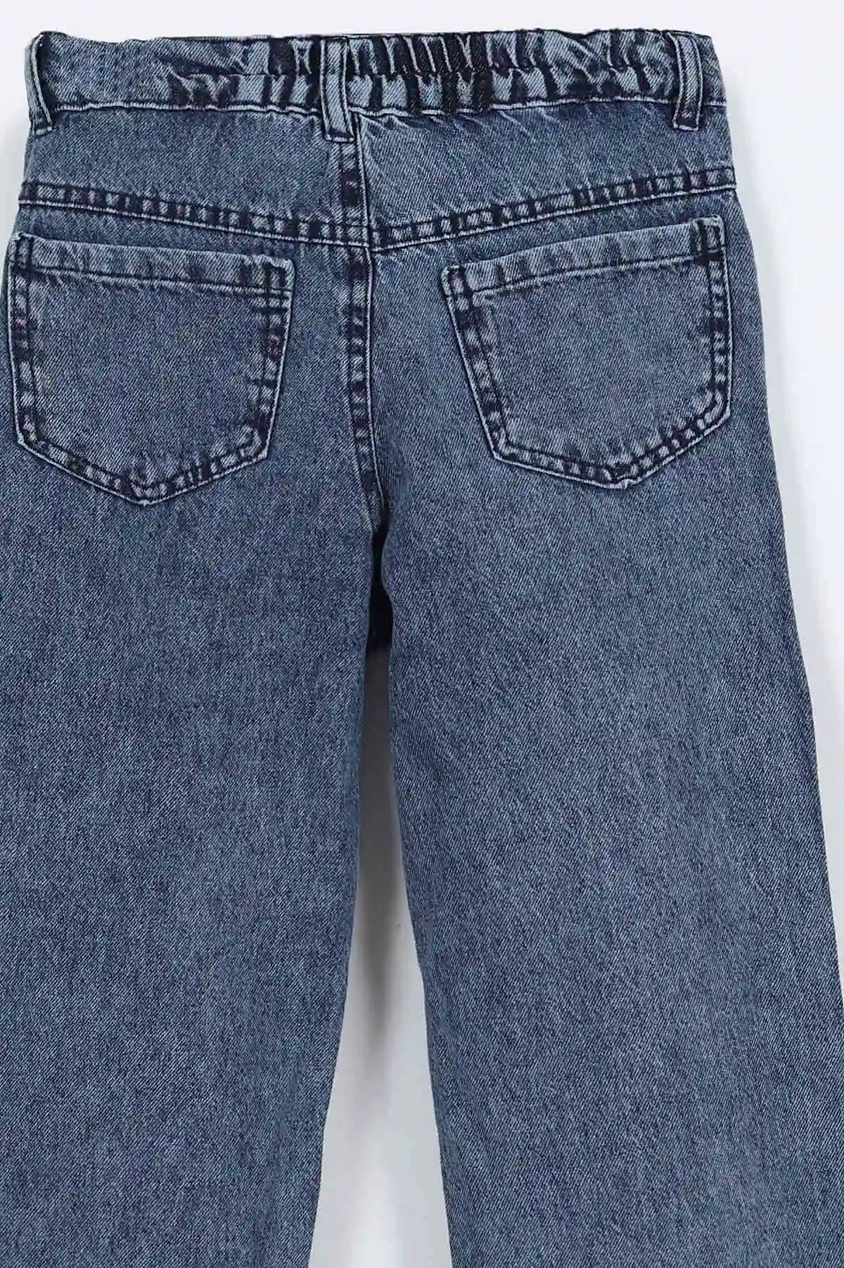 Mavi (6-10 Yaş )Bol Paça Kız Çocuk Kot Pantolon 319535