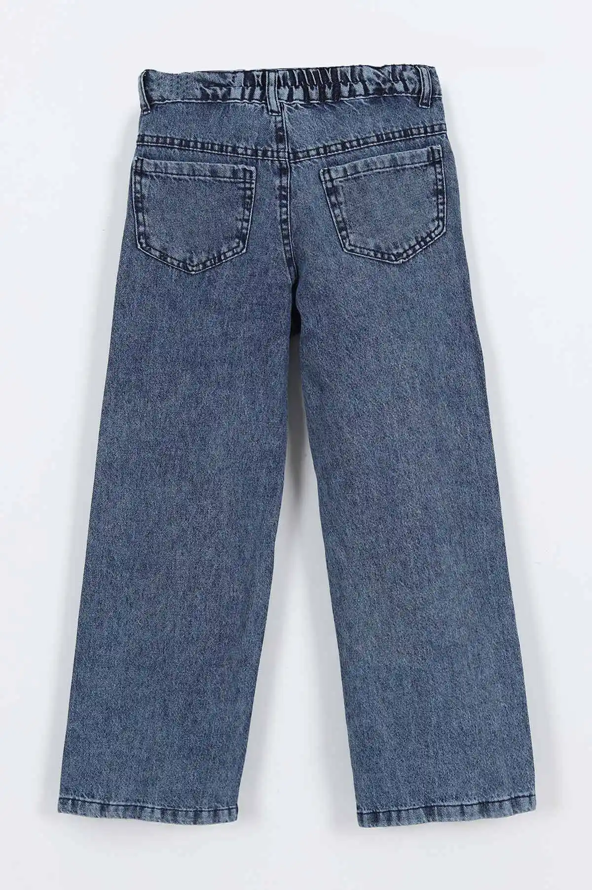 Mavi (6-10 Yaş )Bol Paça Kız Çocuk Kot Pantolon 319535