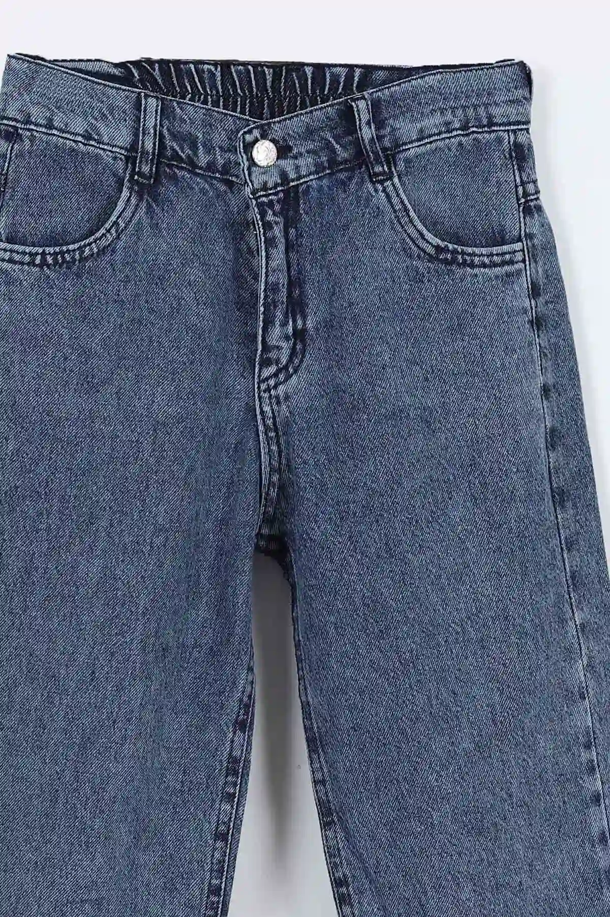 Mavi (6-10 Yaş )Bol Paça Kız Çocuk Kot Pantolon 319535