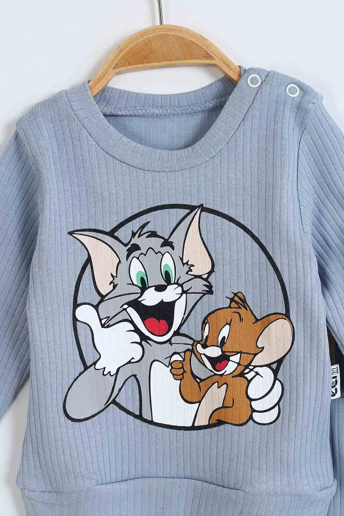 Mavi (6-12 Ay) Karakter Baskılı Erkek Bebek Takım 299584
