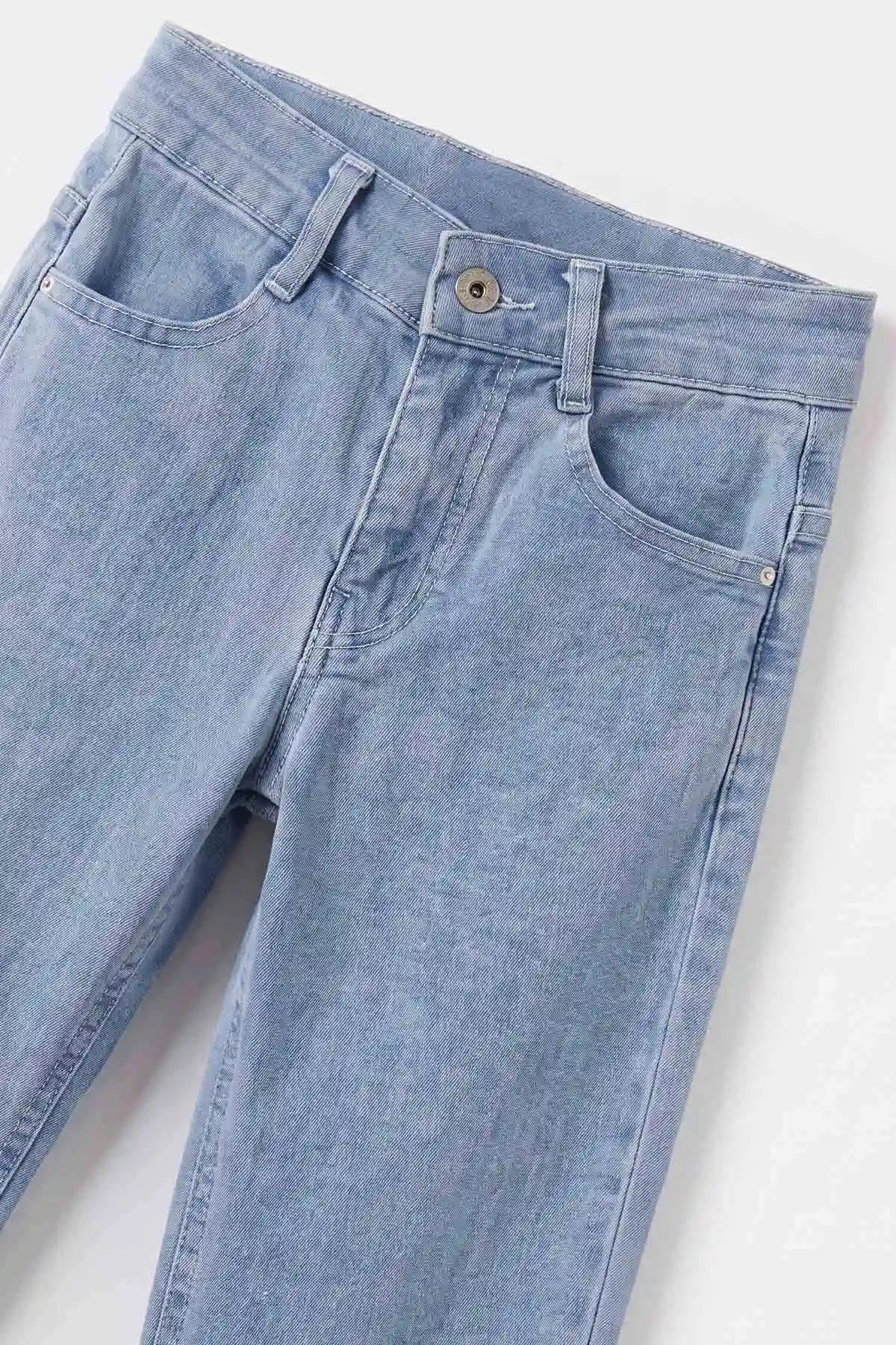 Mavi (6-12 Yaş)Paça Püsküllü Kız Çocuk Kot Pantolon 492858