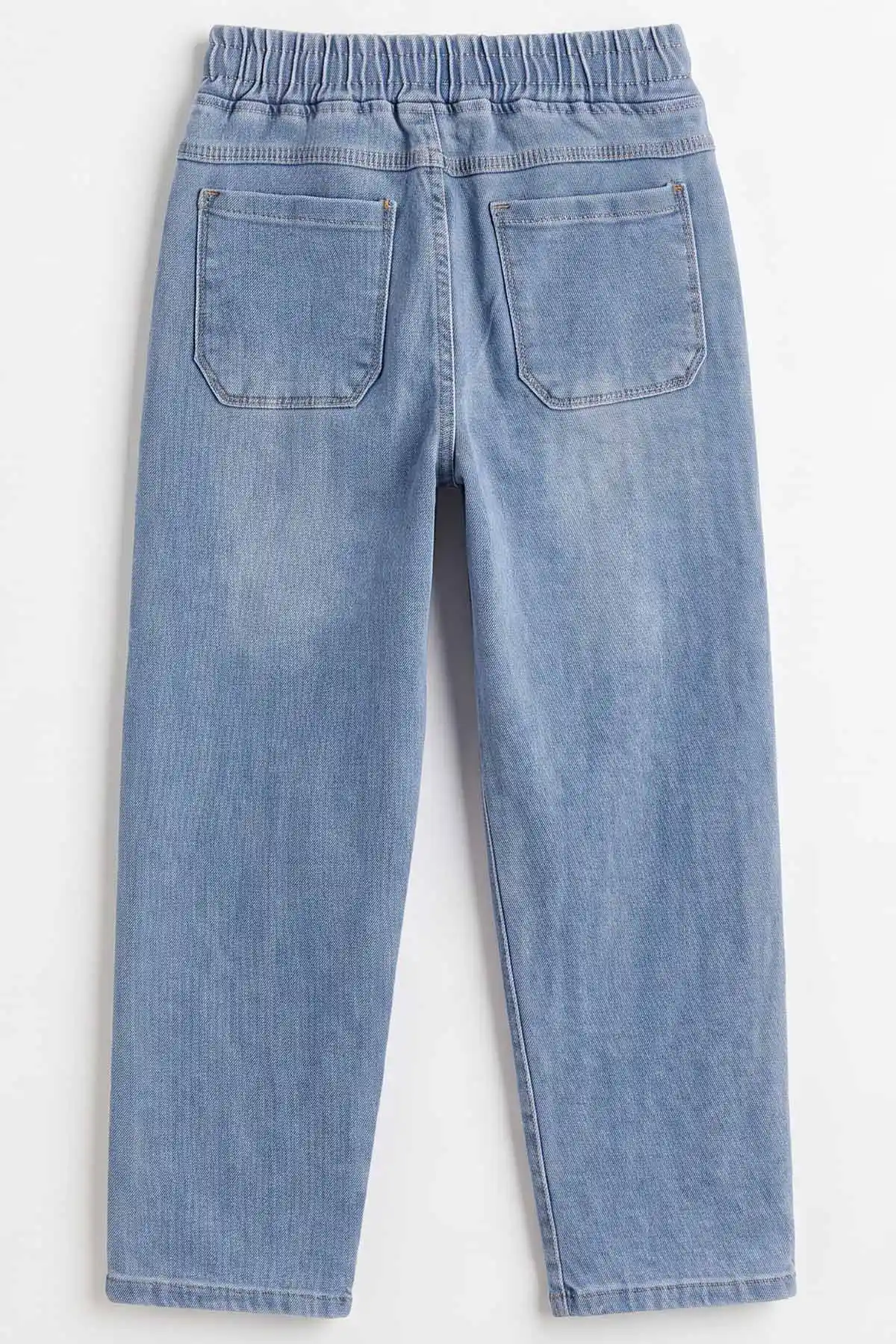 Mavi (6-15 Yaş)Beli Lastikli Baggy Jogger Erkek Çocuk Kot Pantolon 492872