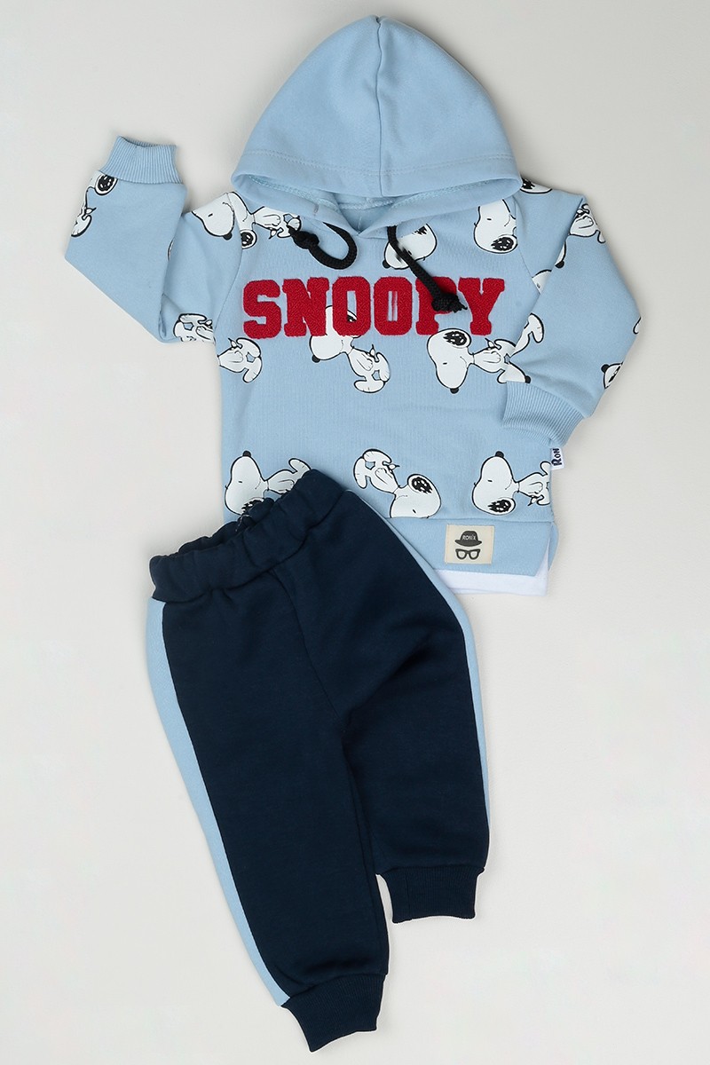 Mavi (6-24 Ay) Snoopy Baskılı Erkek Çocuk Takım 84290