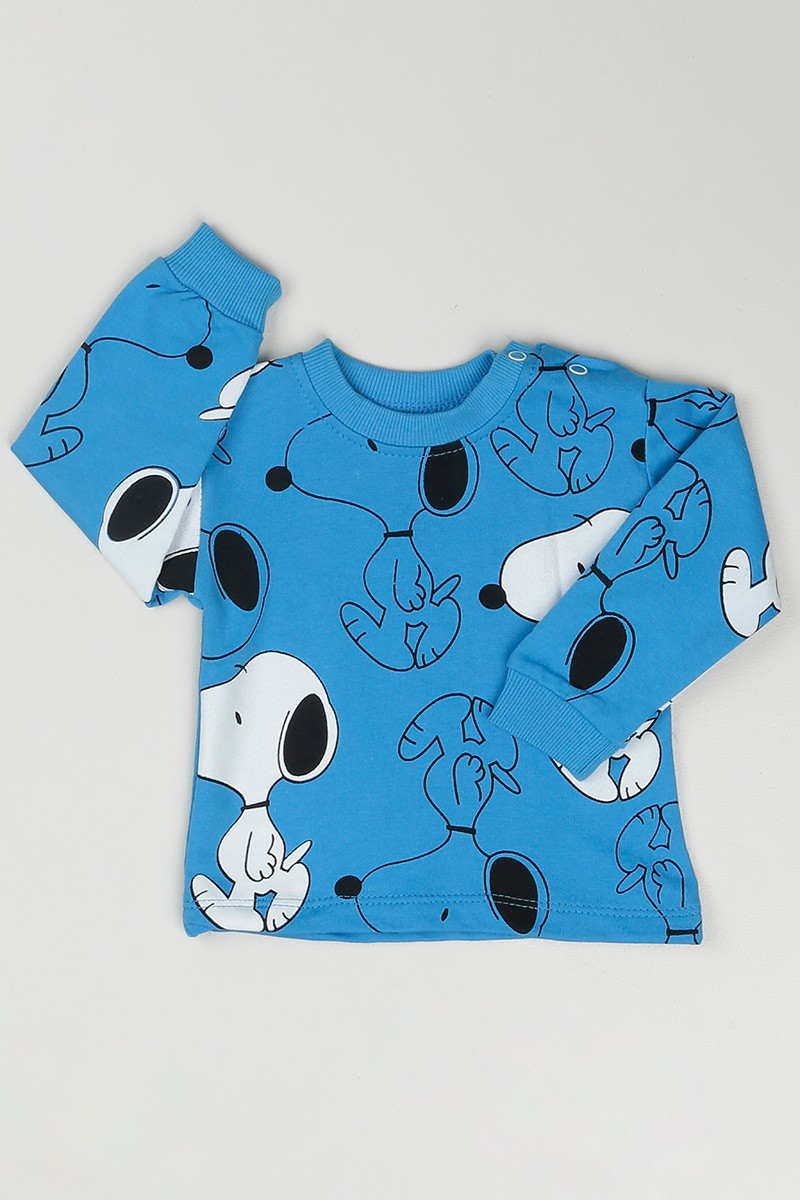Mavi (6-24 Ay) Snoopy Baskılı Erkek Çocuk Üçlü Takım 86742