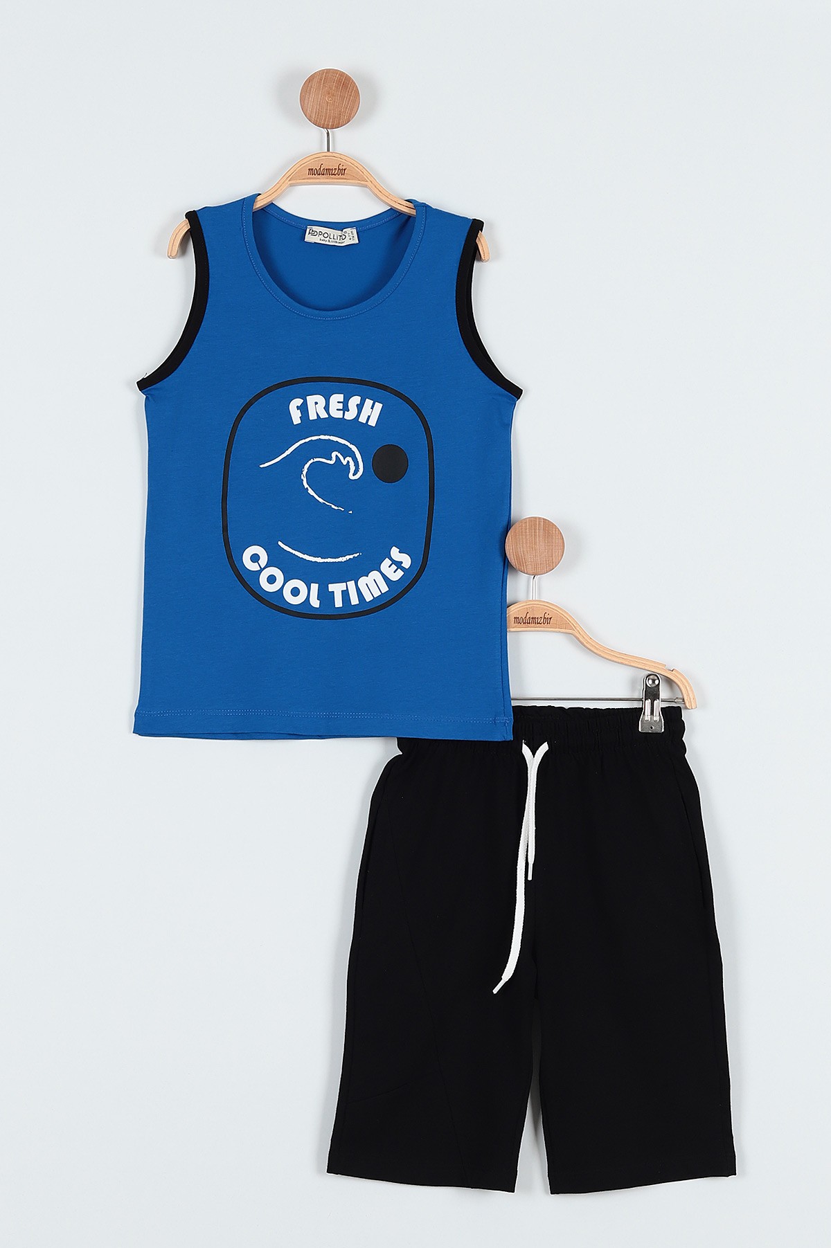 Mavi (6-9 Yaş) Fresh Cool Tımes Baskılı Şortlu Erkek Çocuk Takım 185974