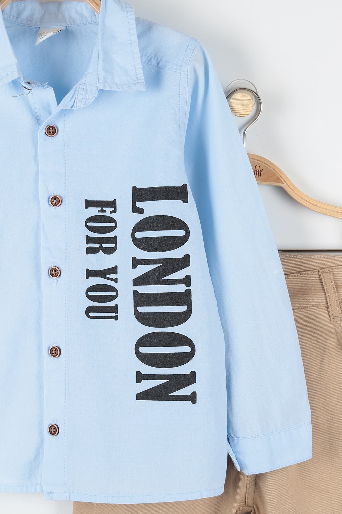 Mavi (6-9 Yaş) London For You Baskılı Kol Katlamalı Erkek Çocuk Takım 173261