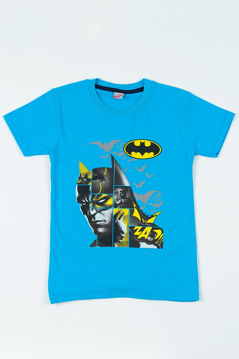 Mavi (7-12 yaş) Batman Baskılı Erkek Çocuk Tişört 108330