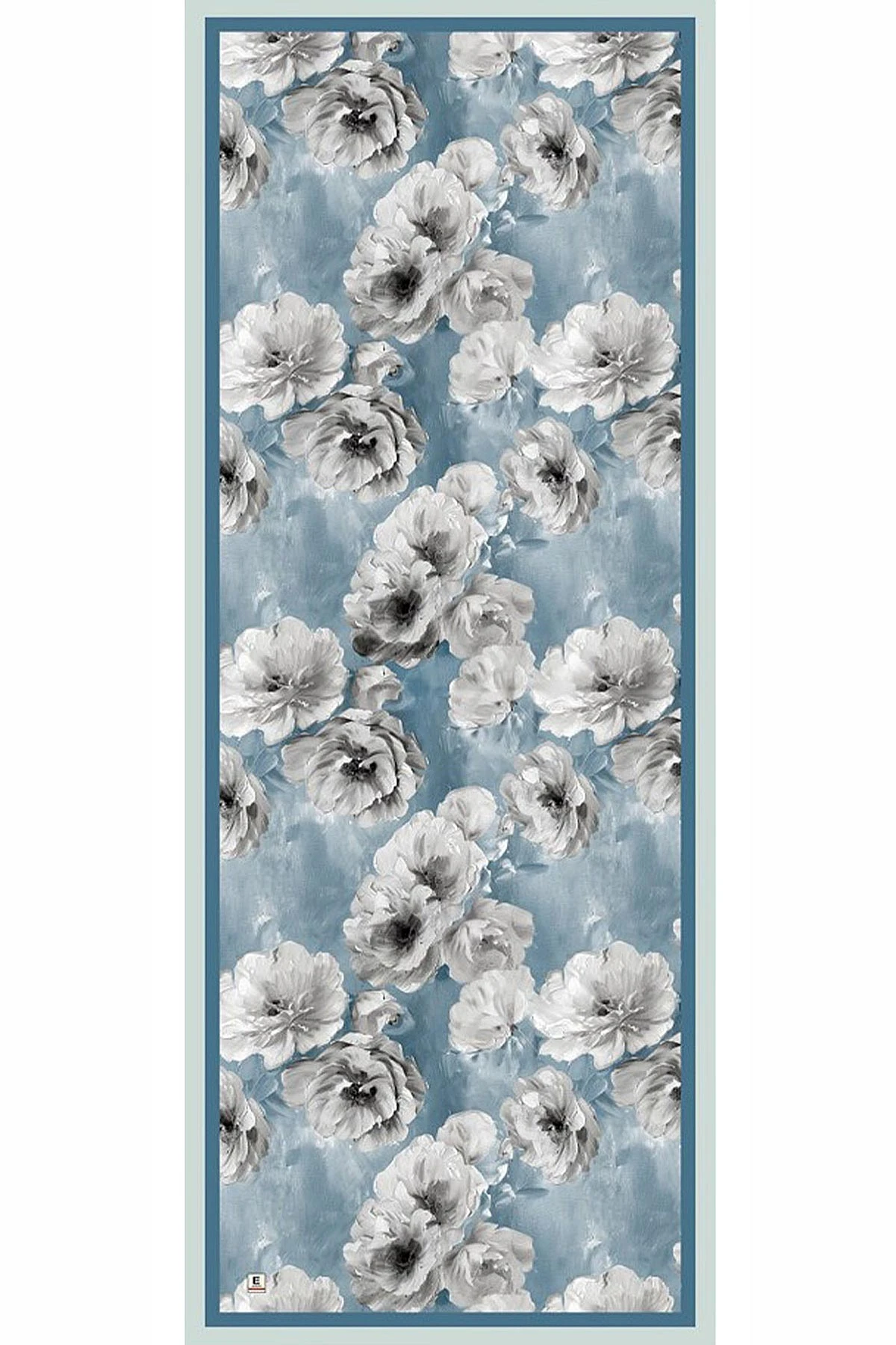 Mavi 70x180 Cm Dijital Baskılı Çiçek Desen Soft Şal 482110