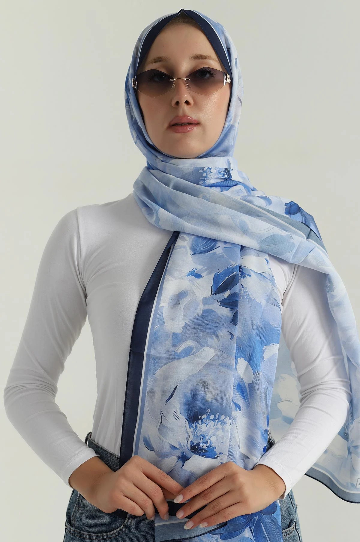Mavi 75x180 Cm Our Fashion Dijital Baskılı Desenli Soft Şal 396818