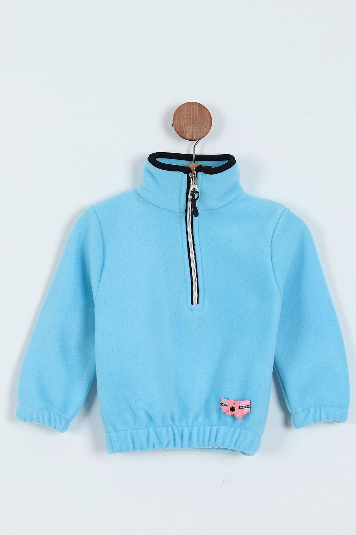 Mavi (8-12 Yaş) Bel Lastikli Yarım Fermuarlı Kız Çocuk Sweat 227246