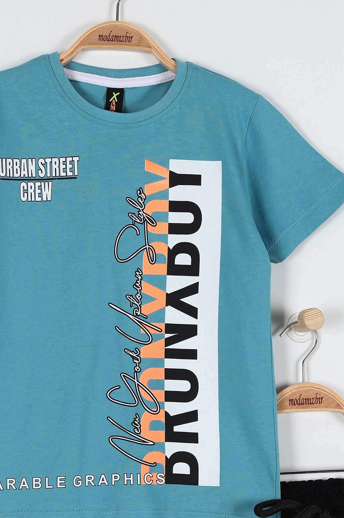 Mavi (9-12 Yaş) Bronxboy Baskılı Belden Bağlamalı Erkek Çocuk Takım 183039