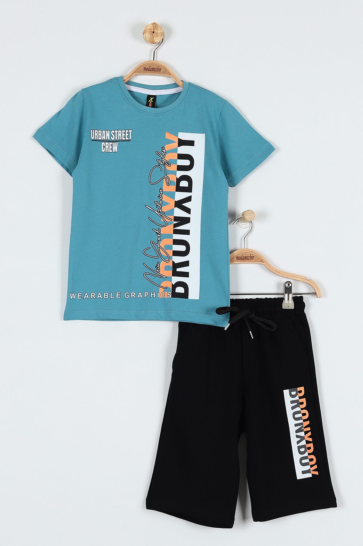 Mavi (9-12 Yaş) Bronxboy Baskılı Belden Bağlamalı Erkek Çocuk Takım 183039