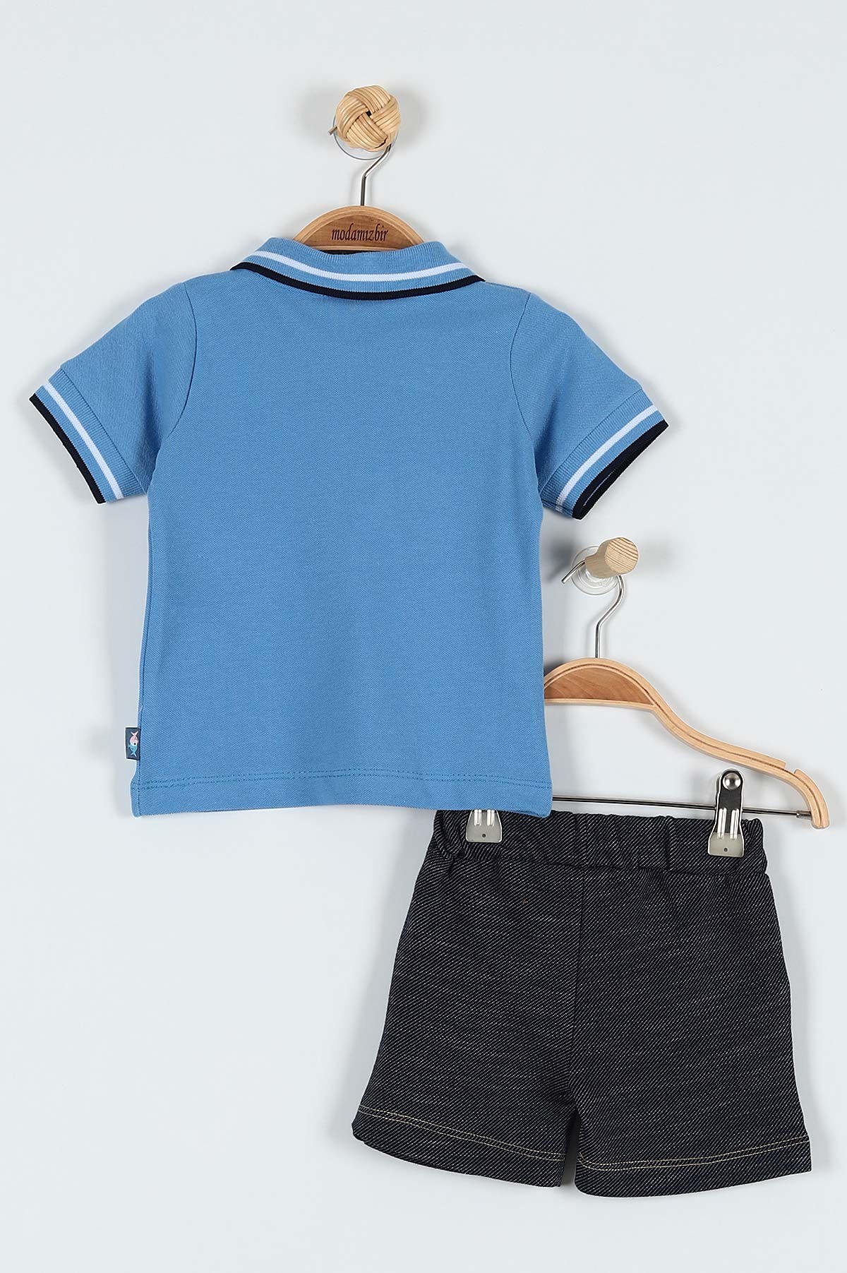 Mavi (9-24 Ay) Crew Surf Baskılı Şortlu Erkek Bebe Takım 182586