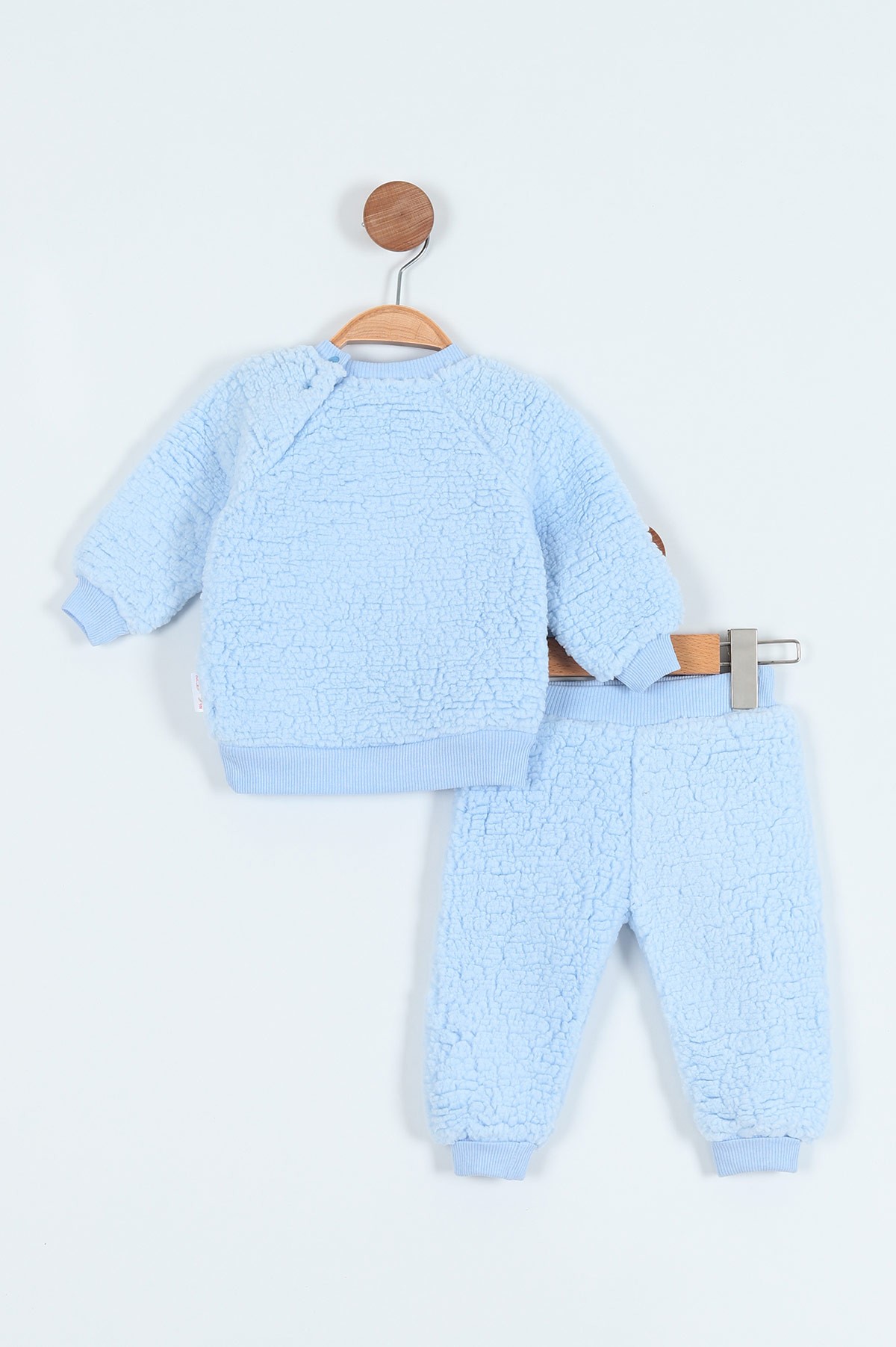 Mavi (9-24 Ay) Kulaklı Ayı Nakışlı Welsoft Erkek Bebe Takım 212229