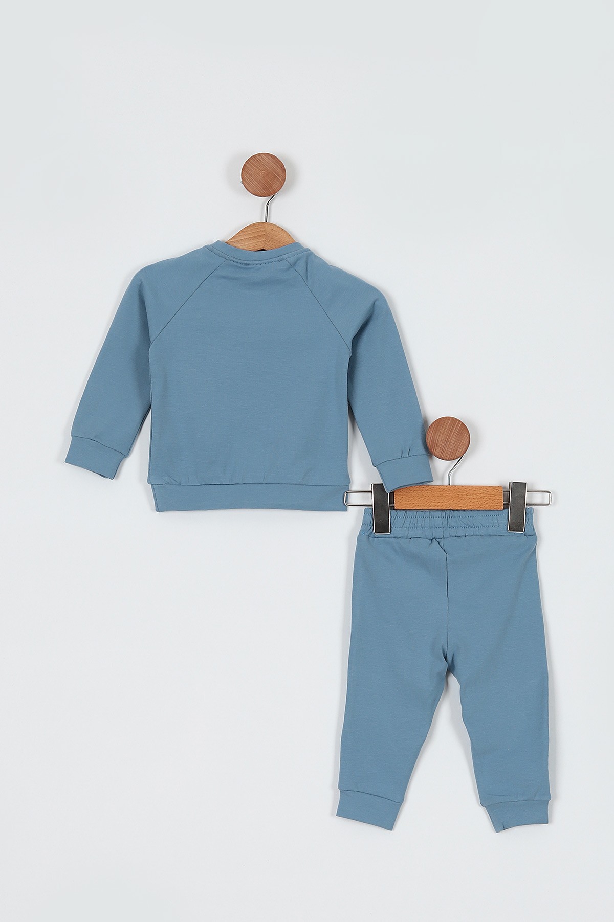 Mavi (9-24 Ay) Little King Baskılı Düğmeli İkili Erkek Bebe Takım 199087