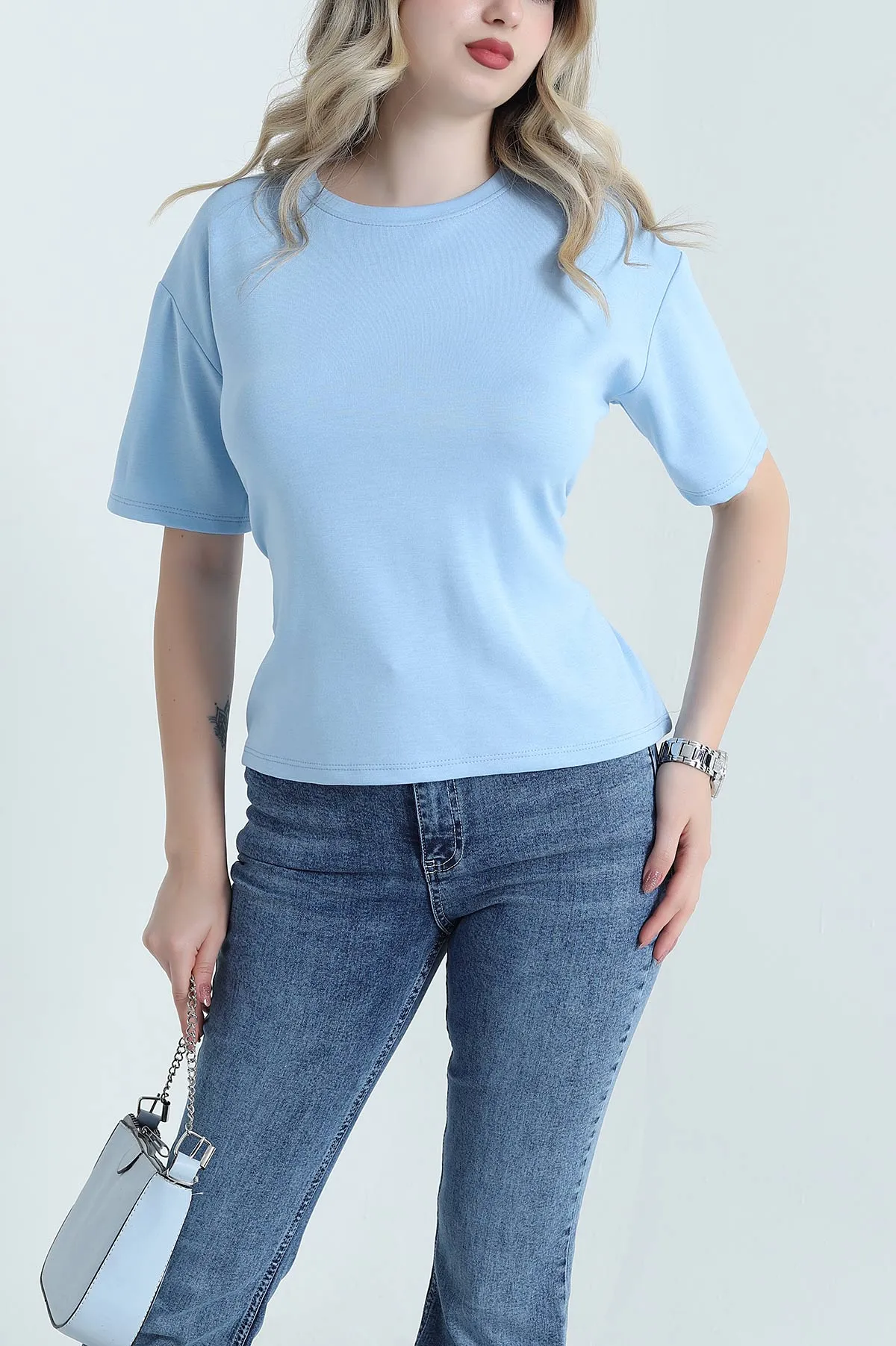 Mavi Arkası Bağcıklı Oysho Kadın Bluz 466896