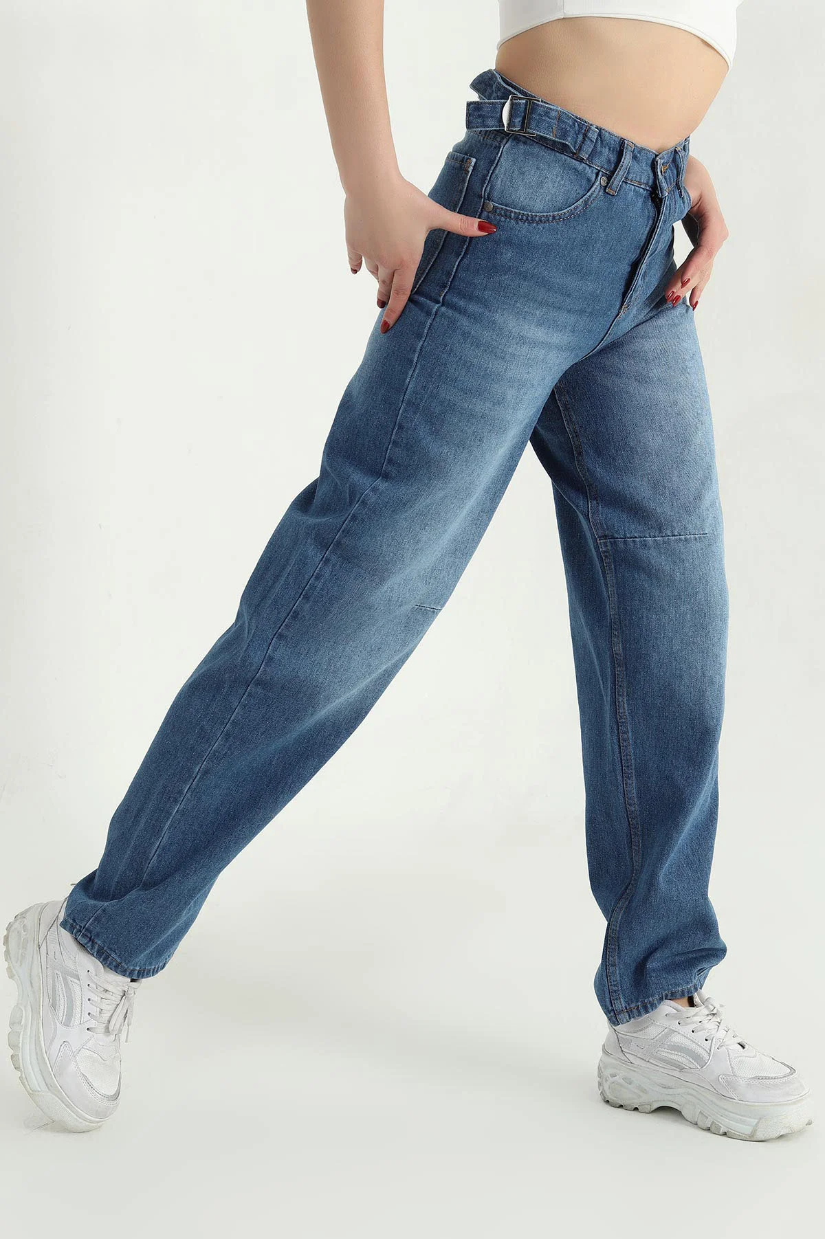 Mavi Baggy Bayan Kot Pantolon 339866