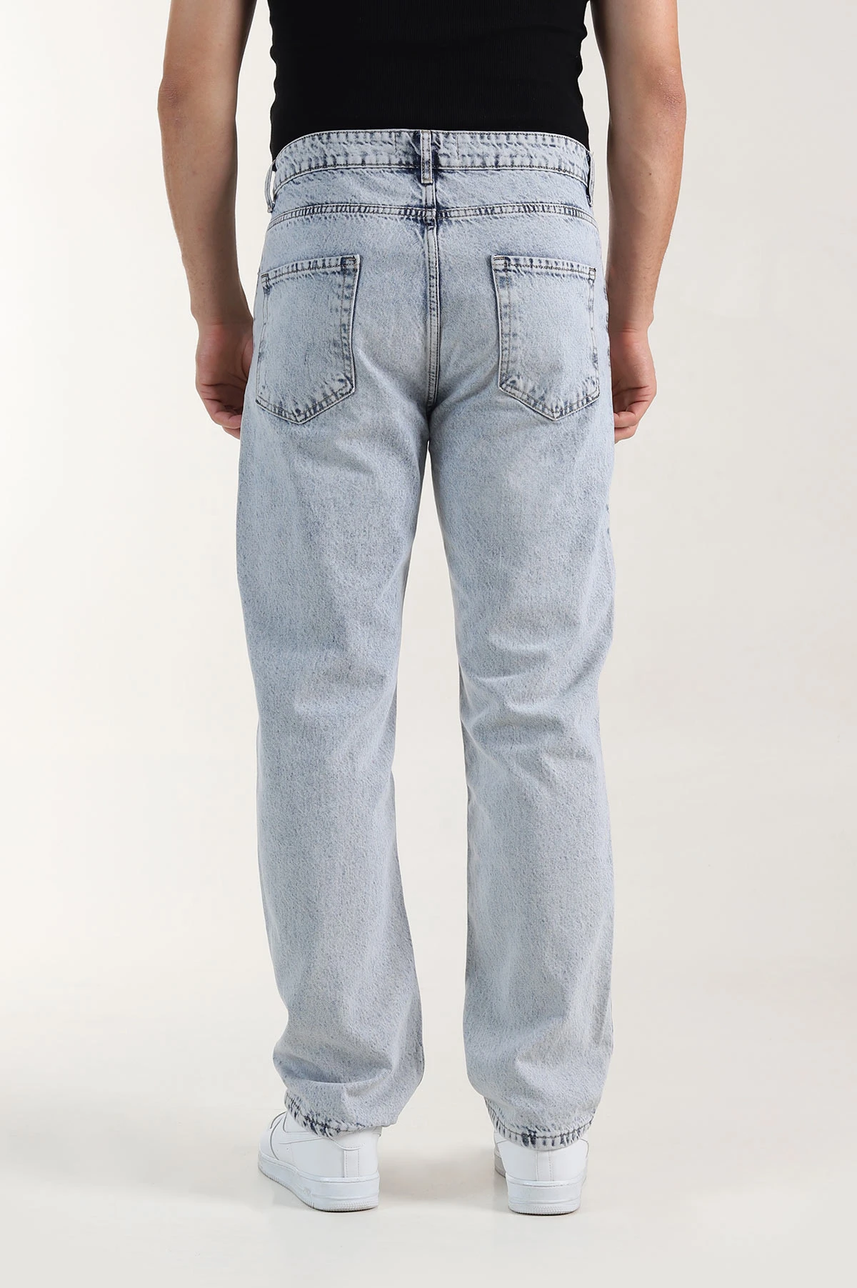 Mavi Baggy Taşlamalı Yırtık Detay Erkek Kot Pantolon 414940