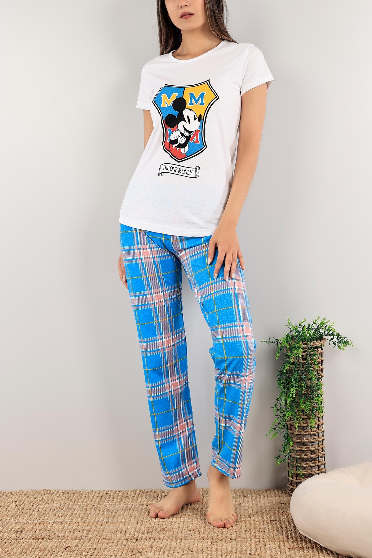Mavi Baskılı Bayan Pijama Takımı 120273