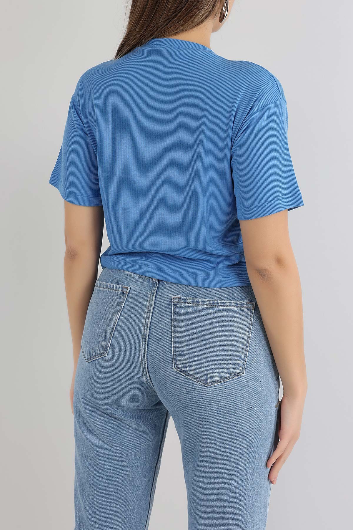 Mavi Baskılı Fitilli Bluz 164819