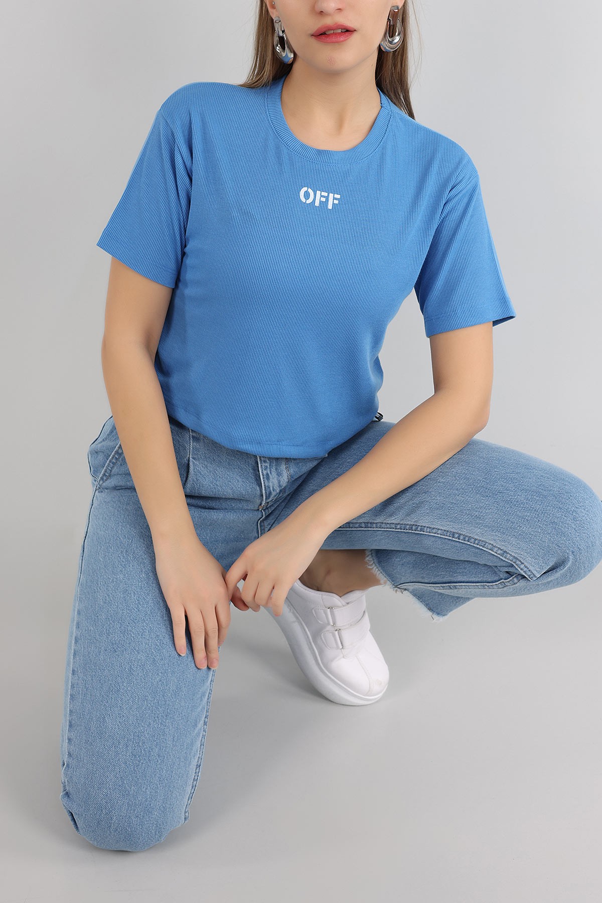 Mavi Baskılı Fitilli Bluz 164819