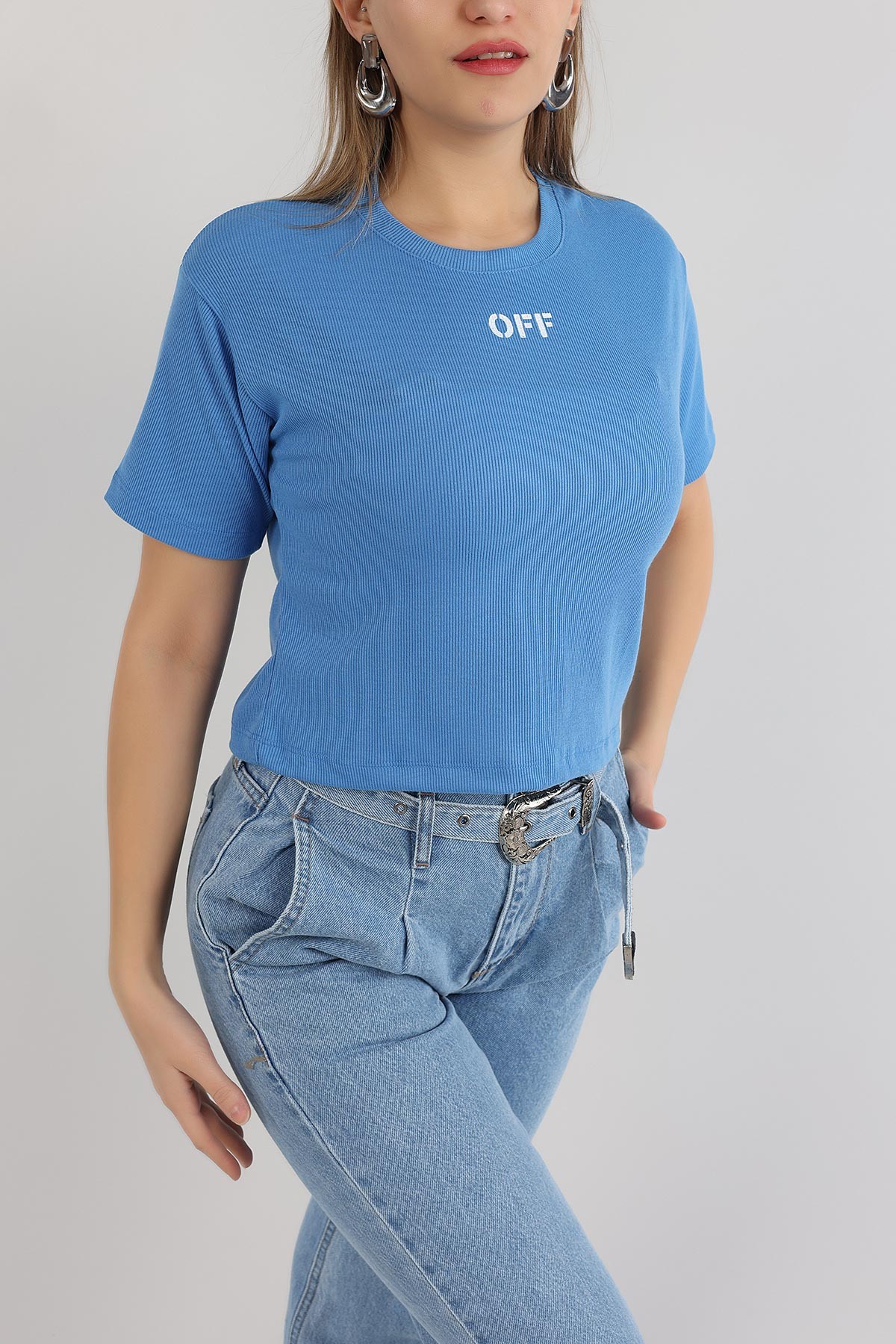 Mavi Baskılı Fitilli Bluz 164819