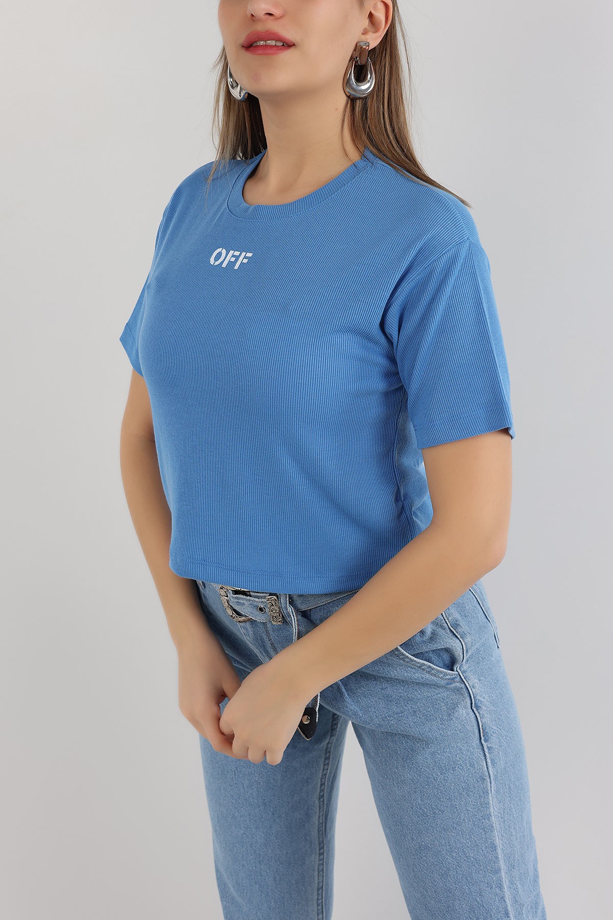 Mavi Baskılı Fitilli Bluz 164819
