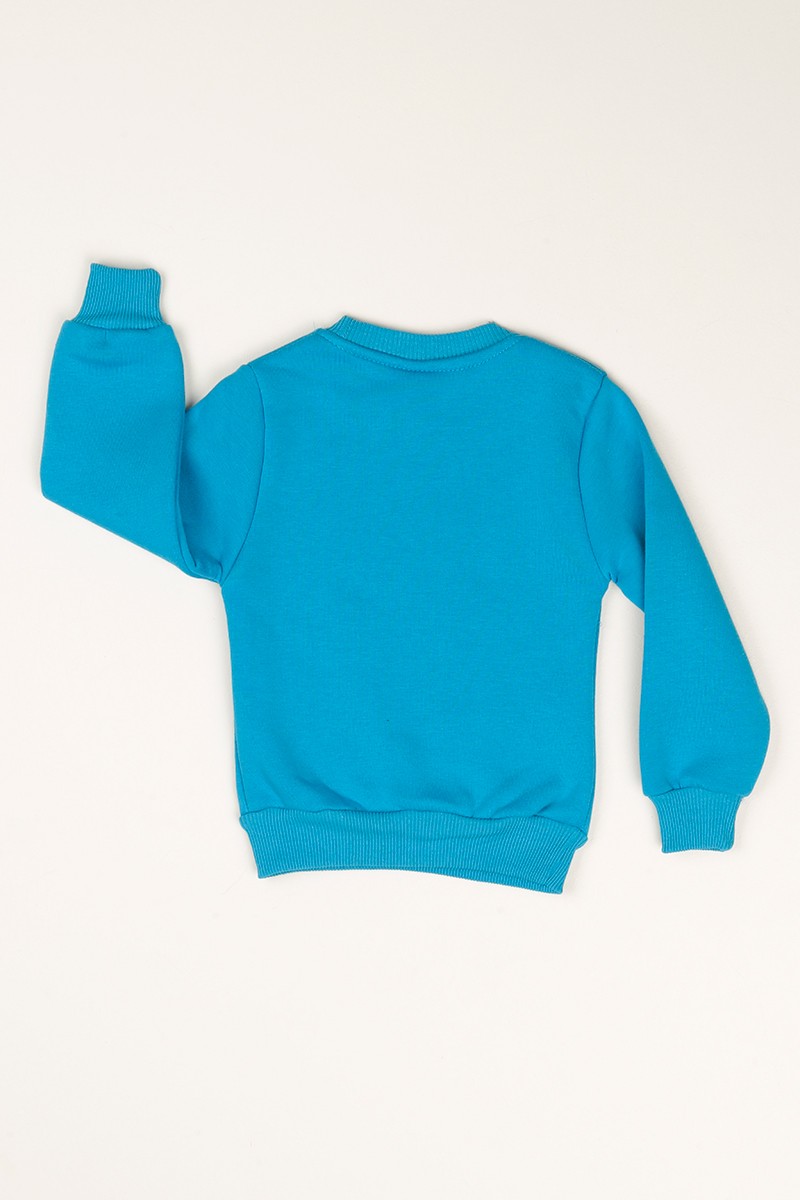 Mavi Baskılı İçi Şardonlu Erkek Çocuk Sweat 77475