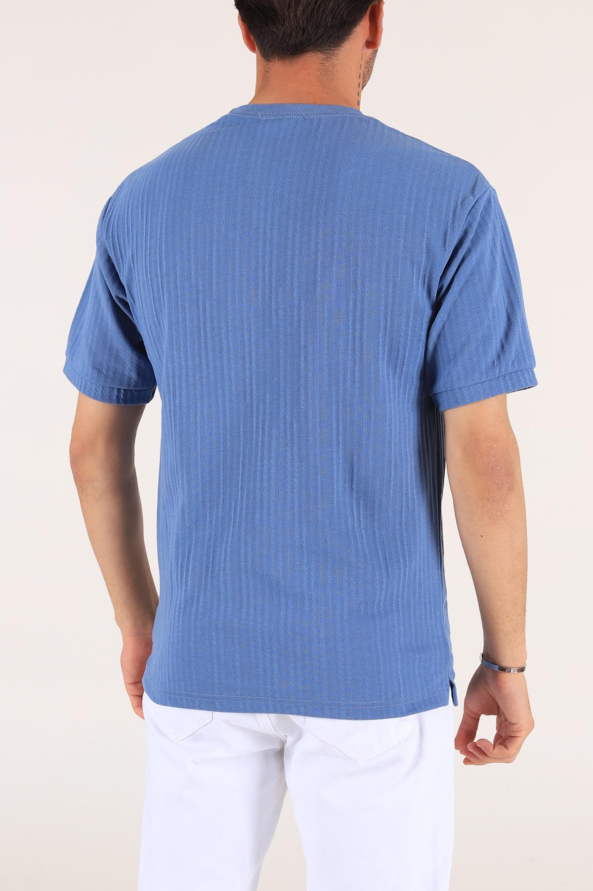 Mavi Baskılı Oversize Erkek Tişört 177520