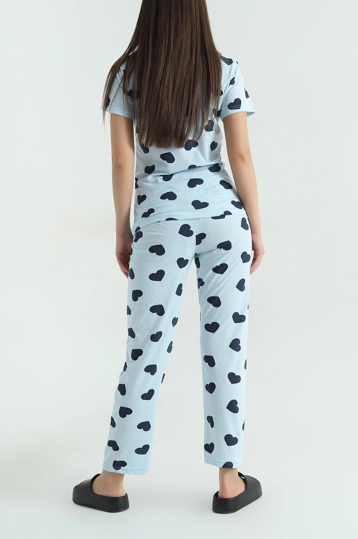 Mavi Baskılı Penye Kadın Pijama Takımı 375965