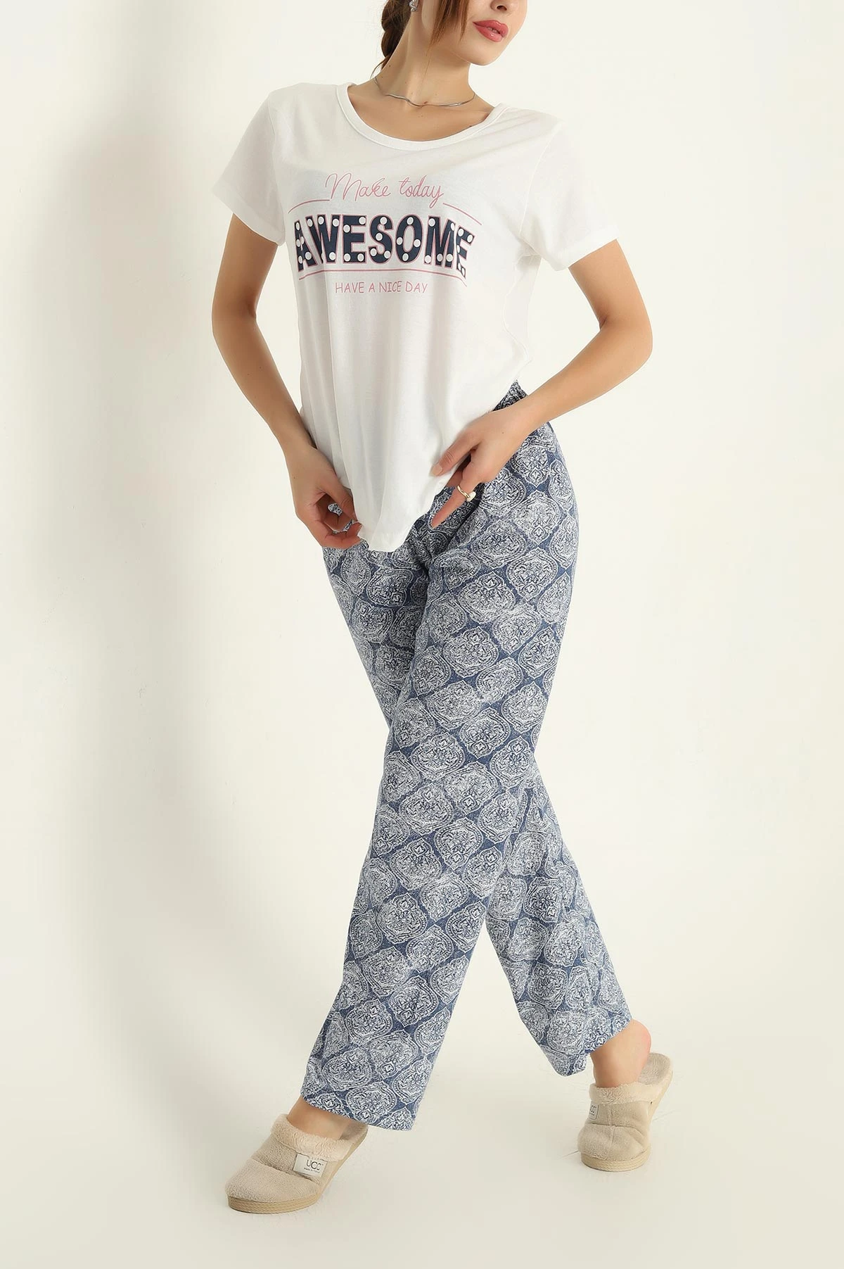 Mavi Baskılı Süprem Pijama Takımı 288923