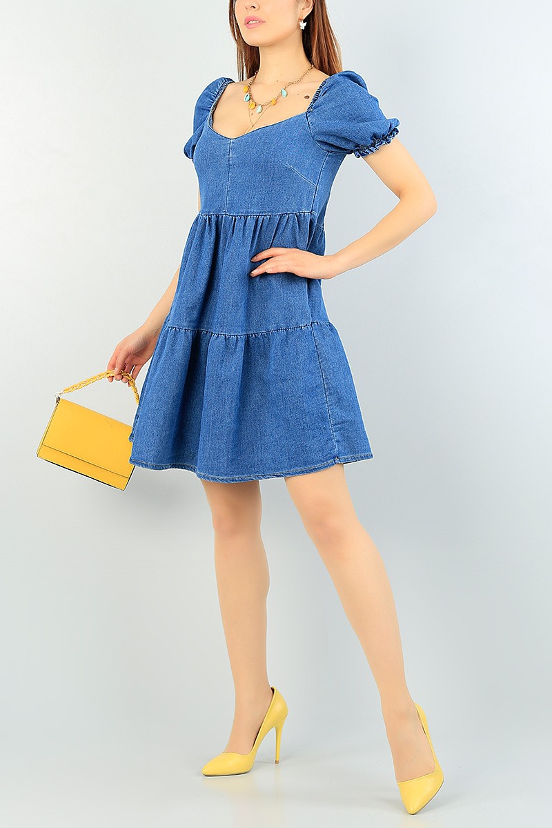 Mavi Beli Gipeli Kot Elbise 64338