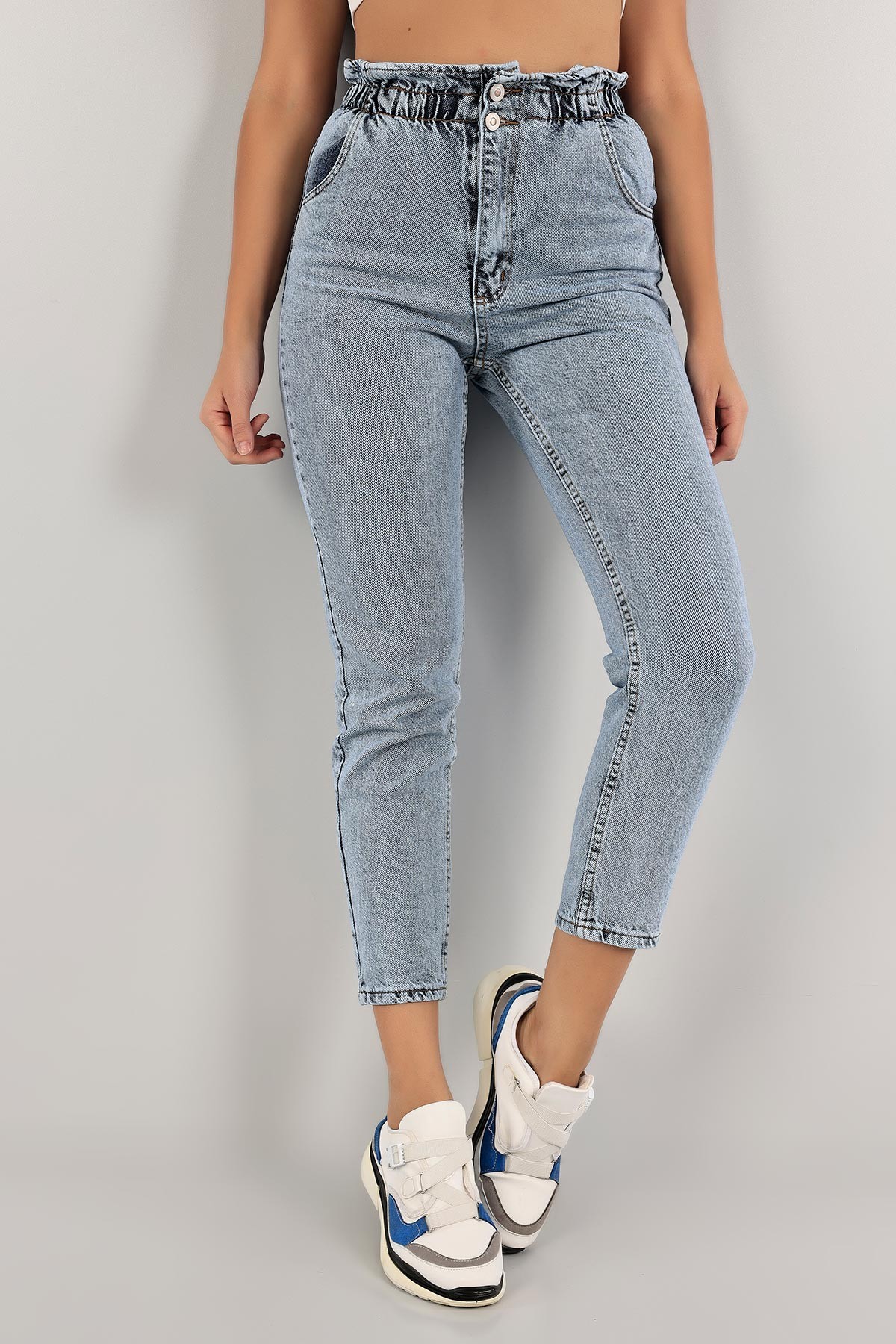 Mavi Beli Lastikli Mom Kot Pantolon 134622