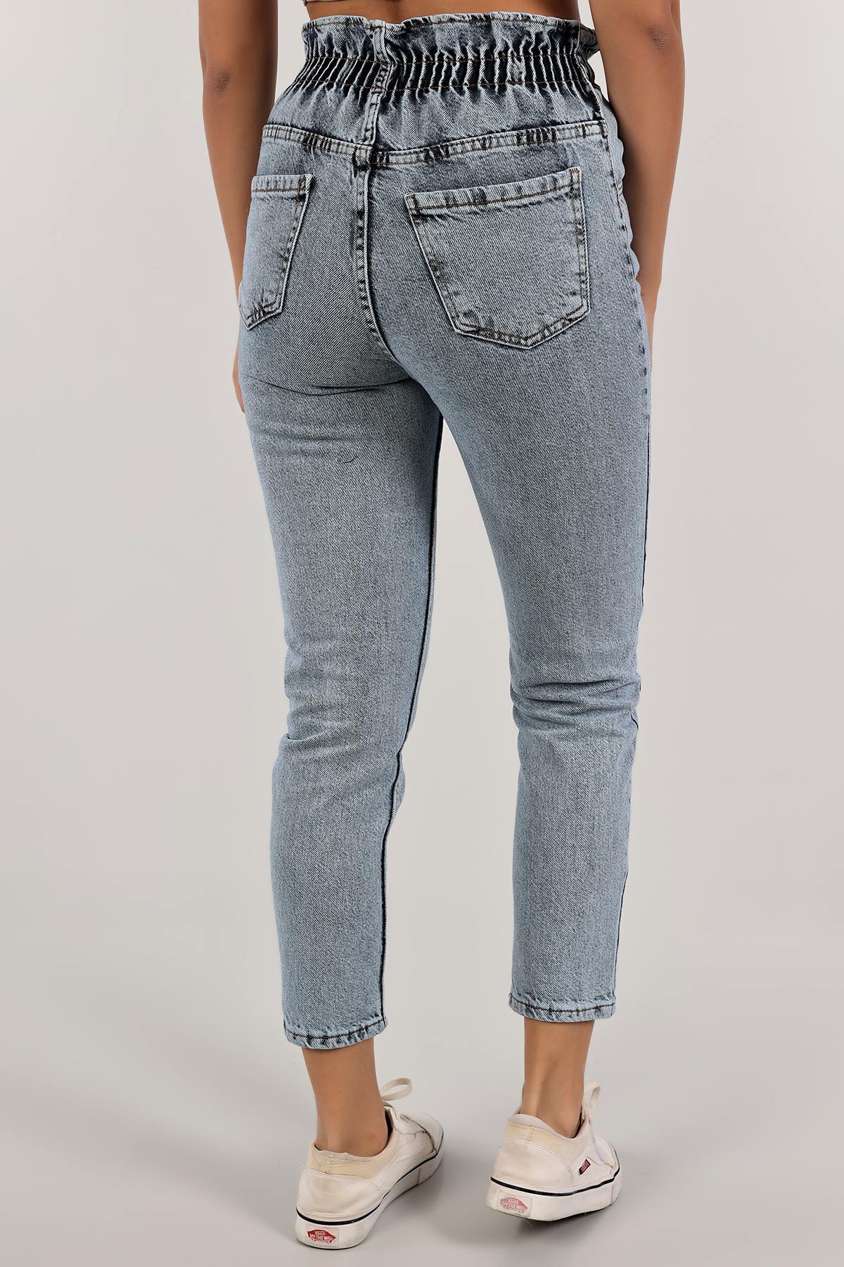 Mavi Beli Lastikli Mom Kot Pantolon 134834