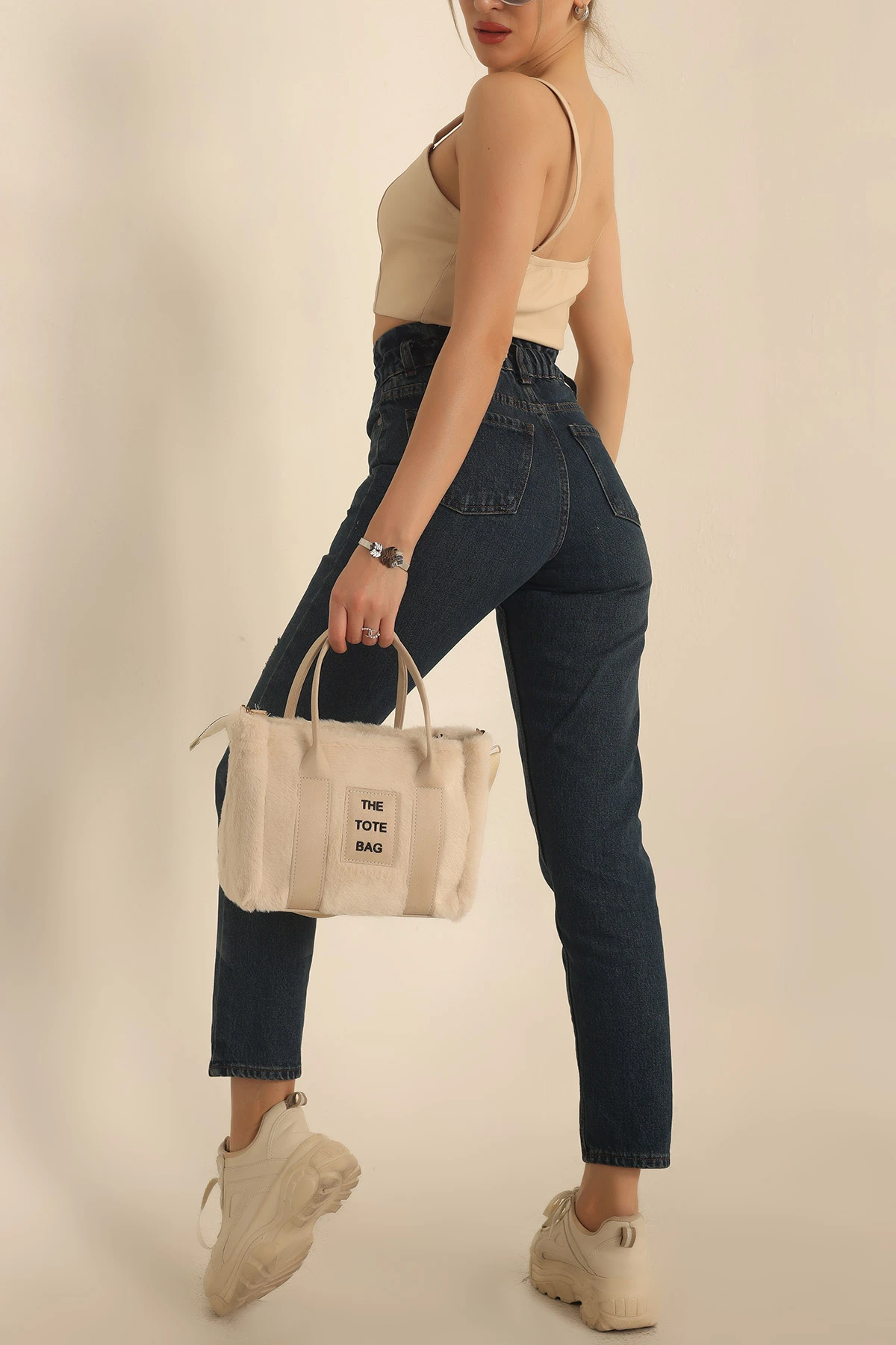 Mavi Beli Lastikli Mom Kot Pantolon 230697