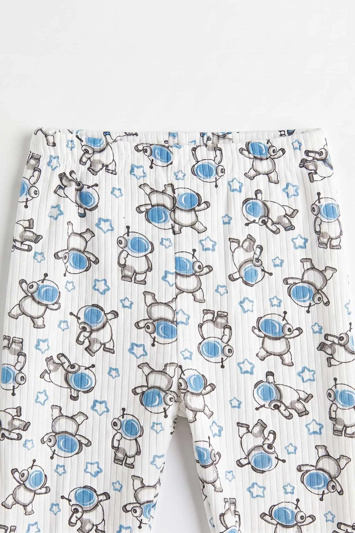 Mavi Beyaz  (1-3 Yaş) Astronot Desenli Raporlu Çocuk Pijama Takım 477345