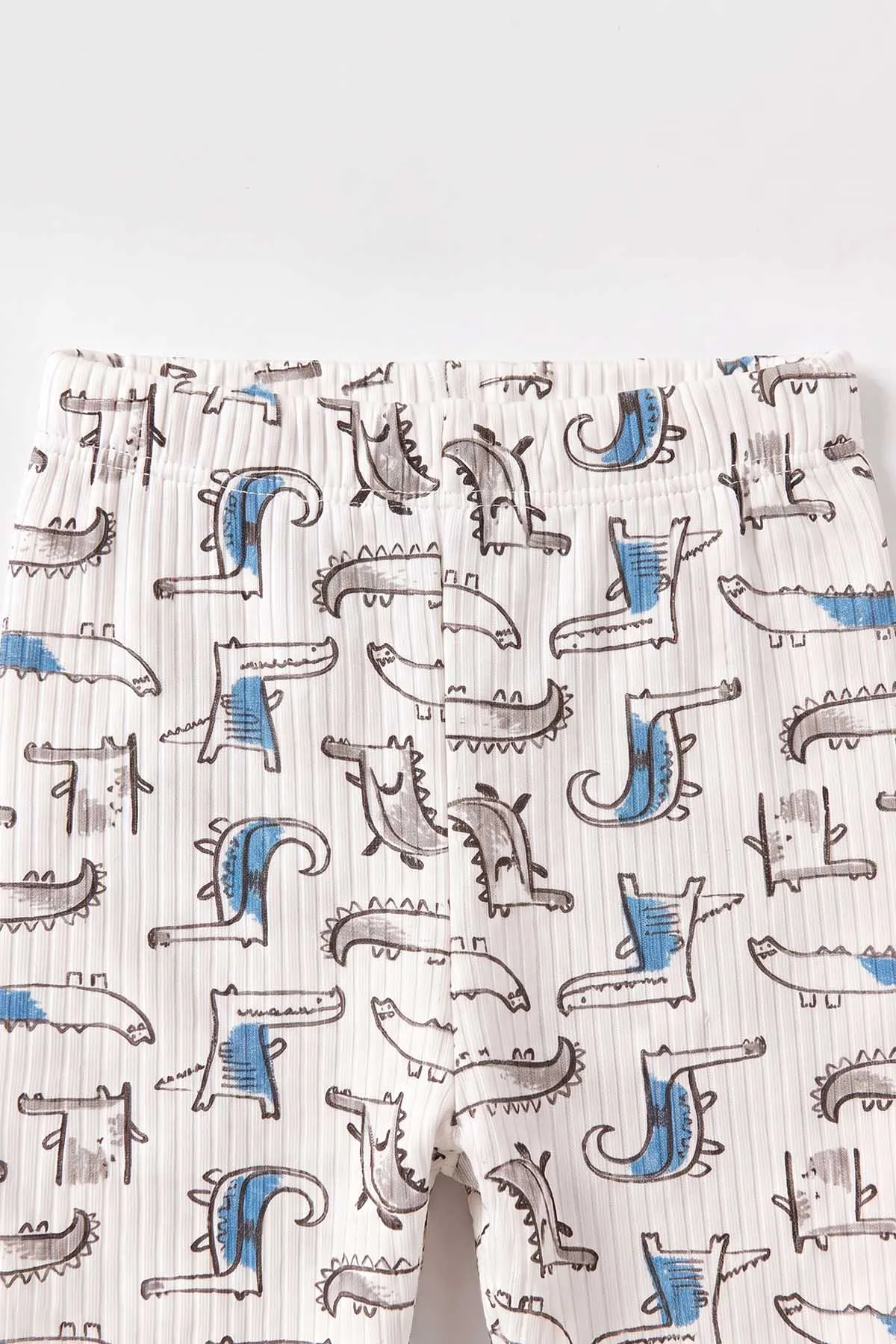 Mavi Beyaz  (1-3 Yaş) Balık Desenli Raporlu Çocuk Pijama Takım 477337
