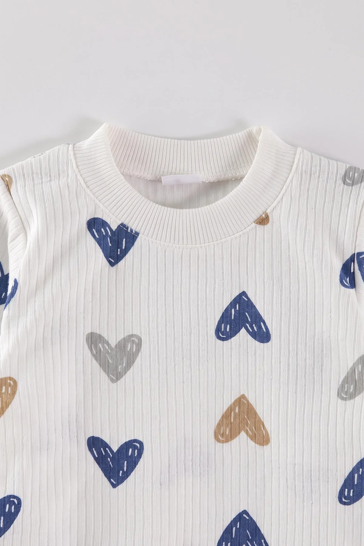 Mavi Beyaz (1-3 Yaş) Kalp Desenli Raporlu Kız  Çocuk Pijama Takım 477276