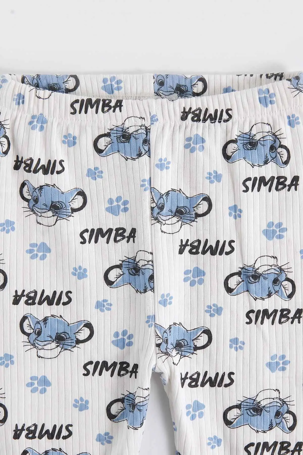 Mavi Beyaz  (1-3 Yaş) Simba Desenli Raporlu Çocuk Pijama Takım 477341