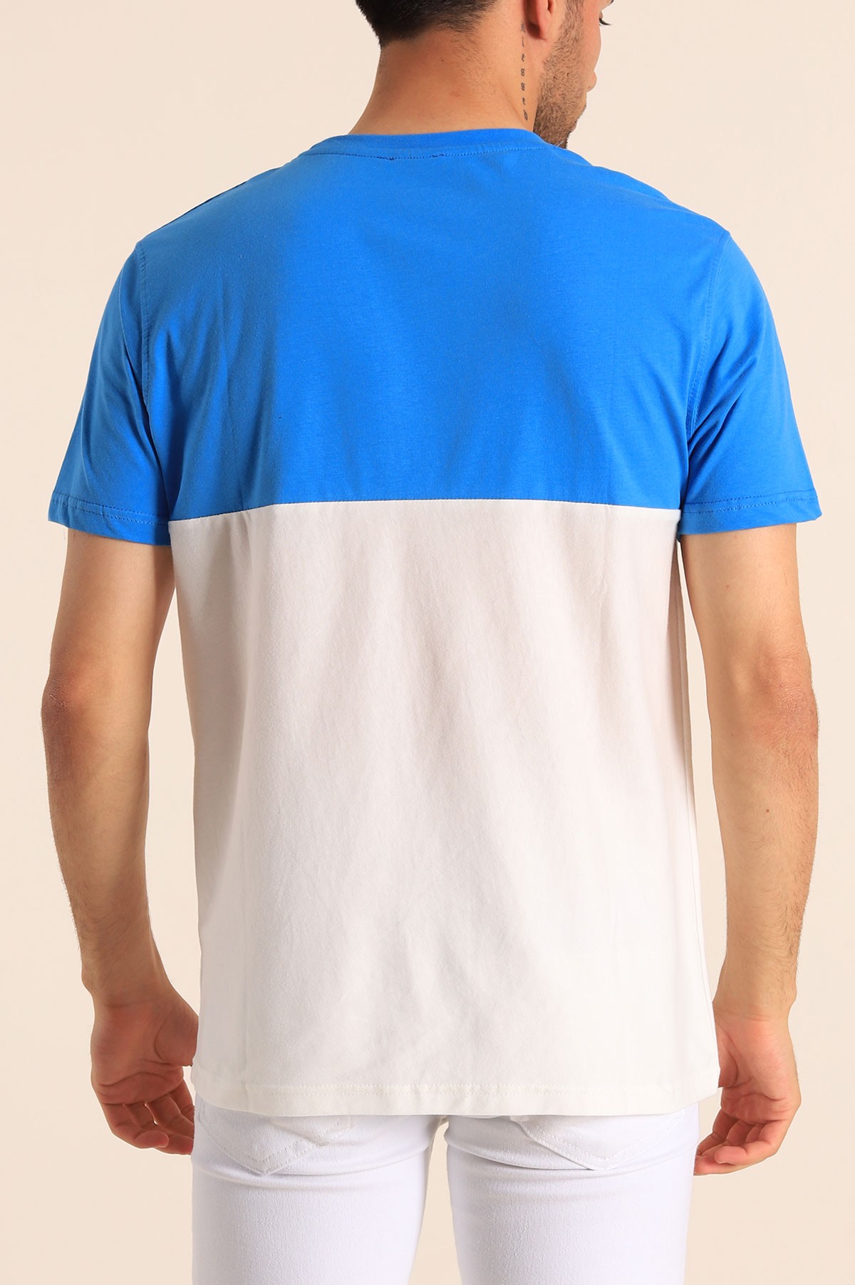 Mavi Beyaz Relaxed Fit Things Baskılı Çift Renk Tişört 182263