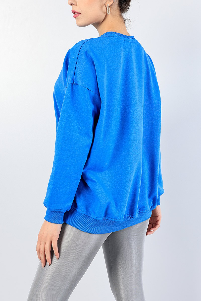 Mavi Bisiklet Yaka Baskılı Bayan Sweat 76507