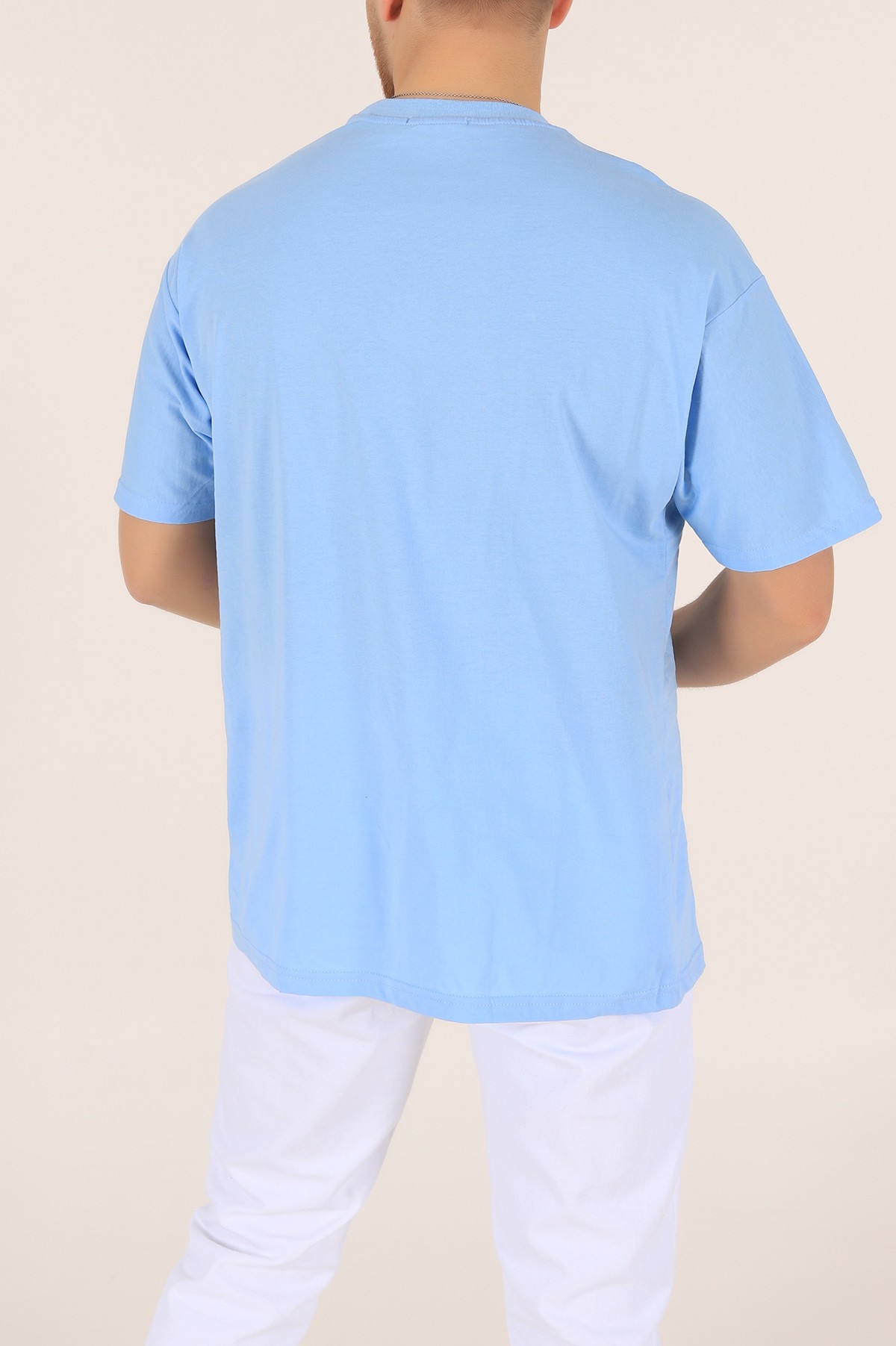 Mavi Bisiklet Yaka Oversize Erkek Tişört 169580