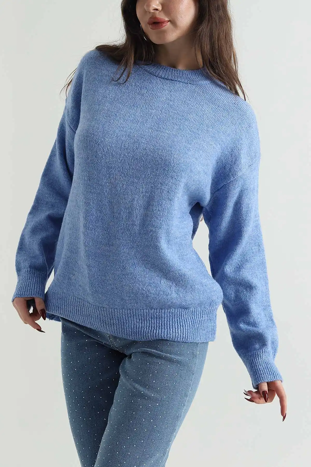 Mavi Bisiklet Yaka Oversize Kadın Triko Kazak 421238
