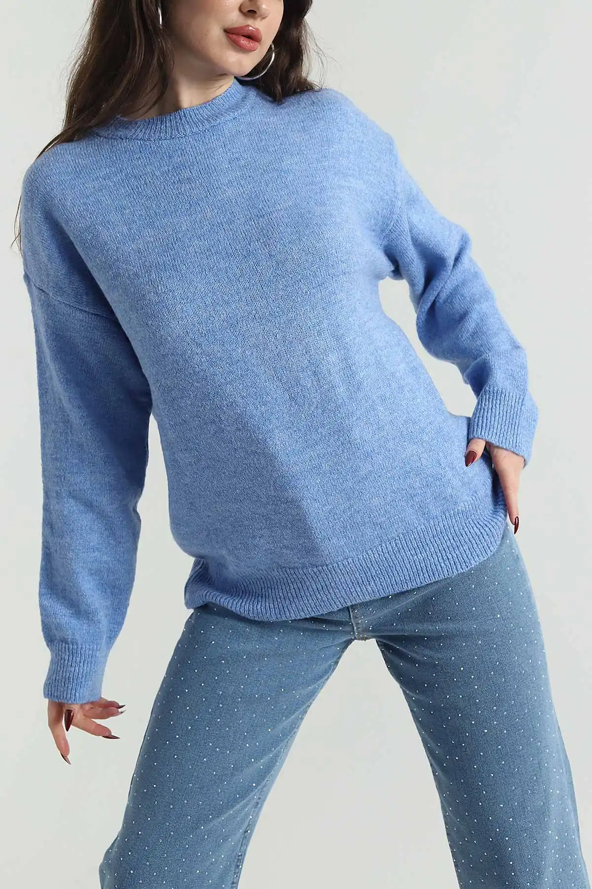 Mavi Bisiklet Yaka Oversize Kadın Triko Kazak 421238