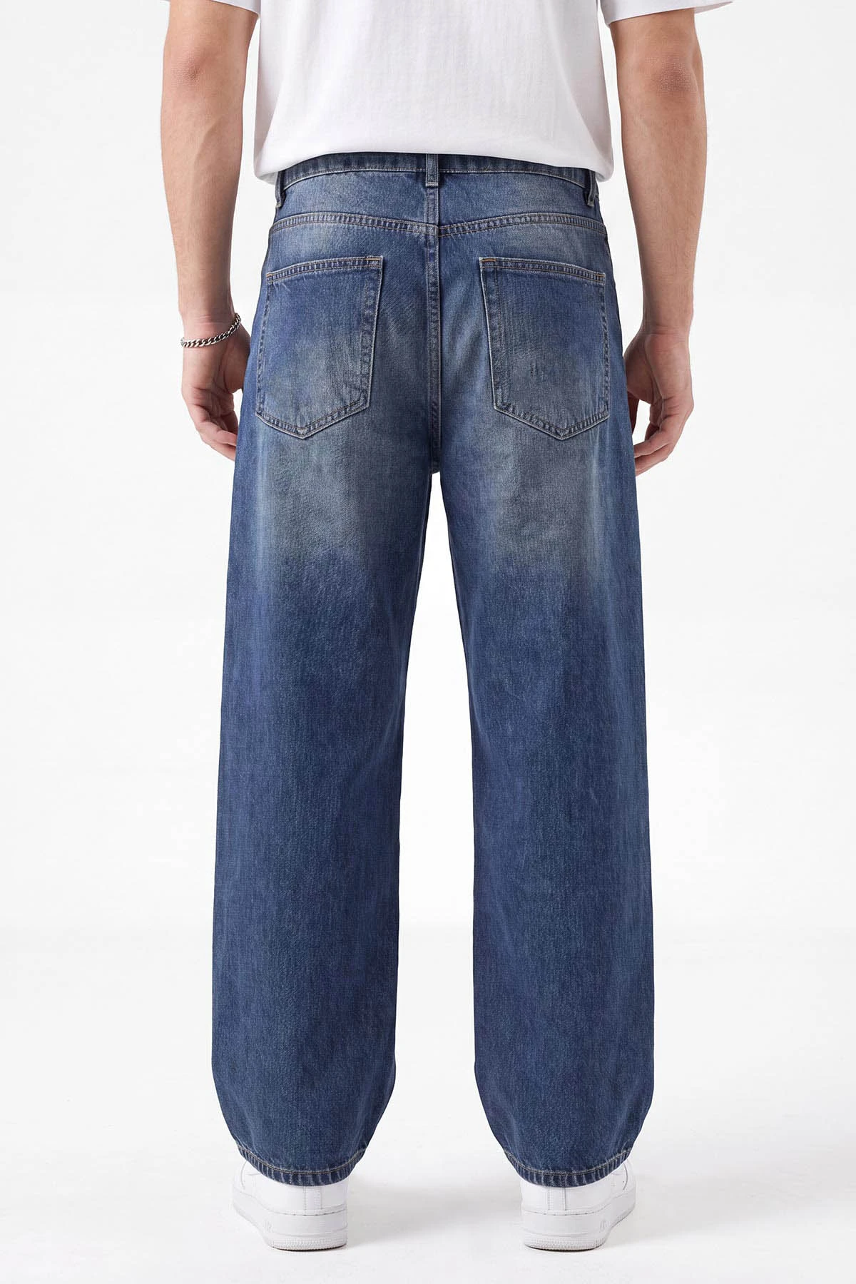 Mavi Bol Paça Baggy Erkek Kot Pantolon 472178