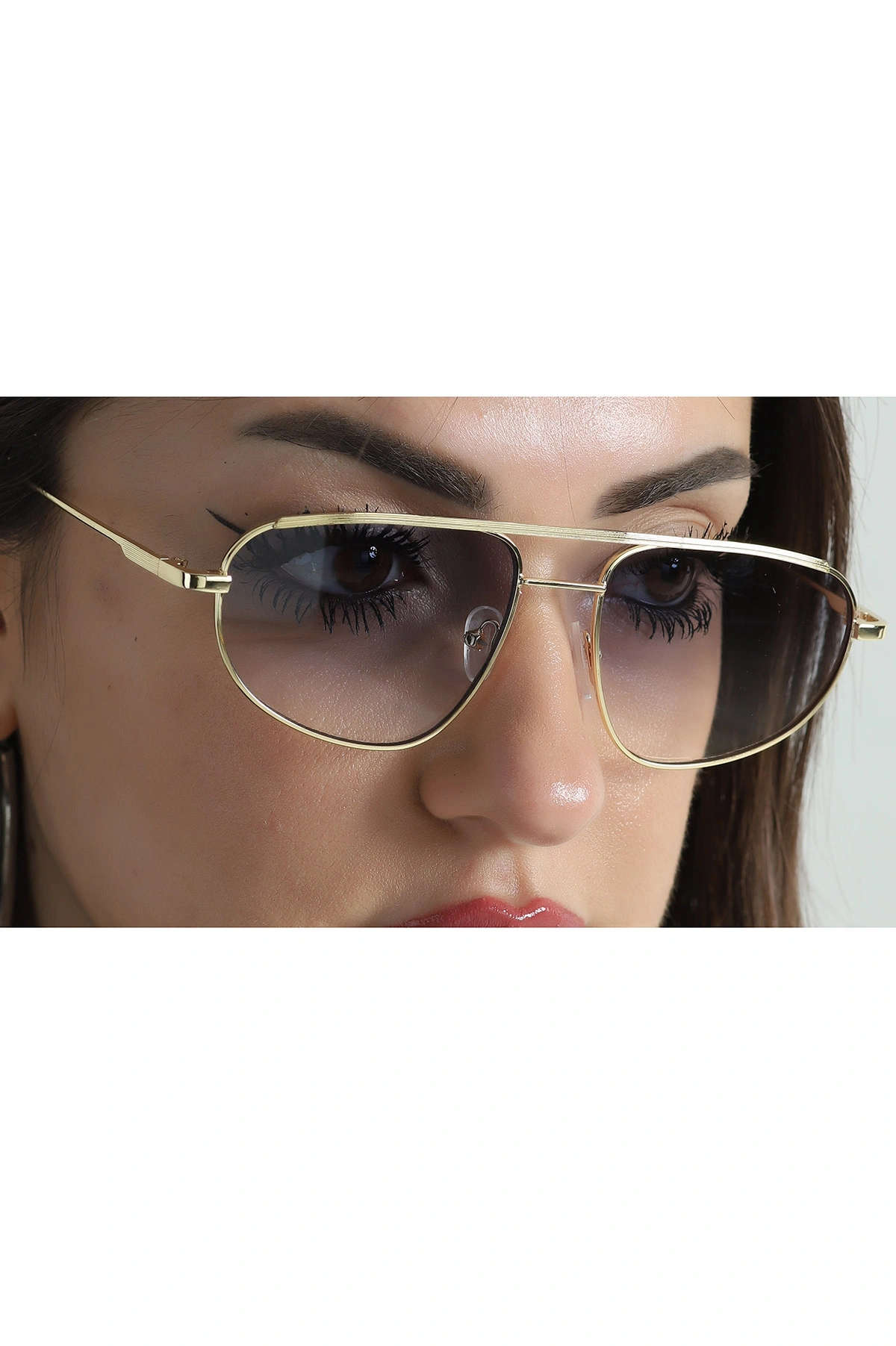 Mavi Camlı Gold Çerçeveli Unisex Güneş Gözlük 364559