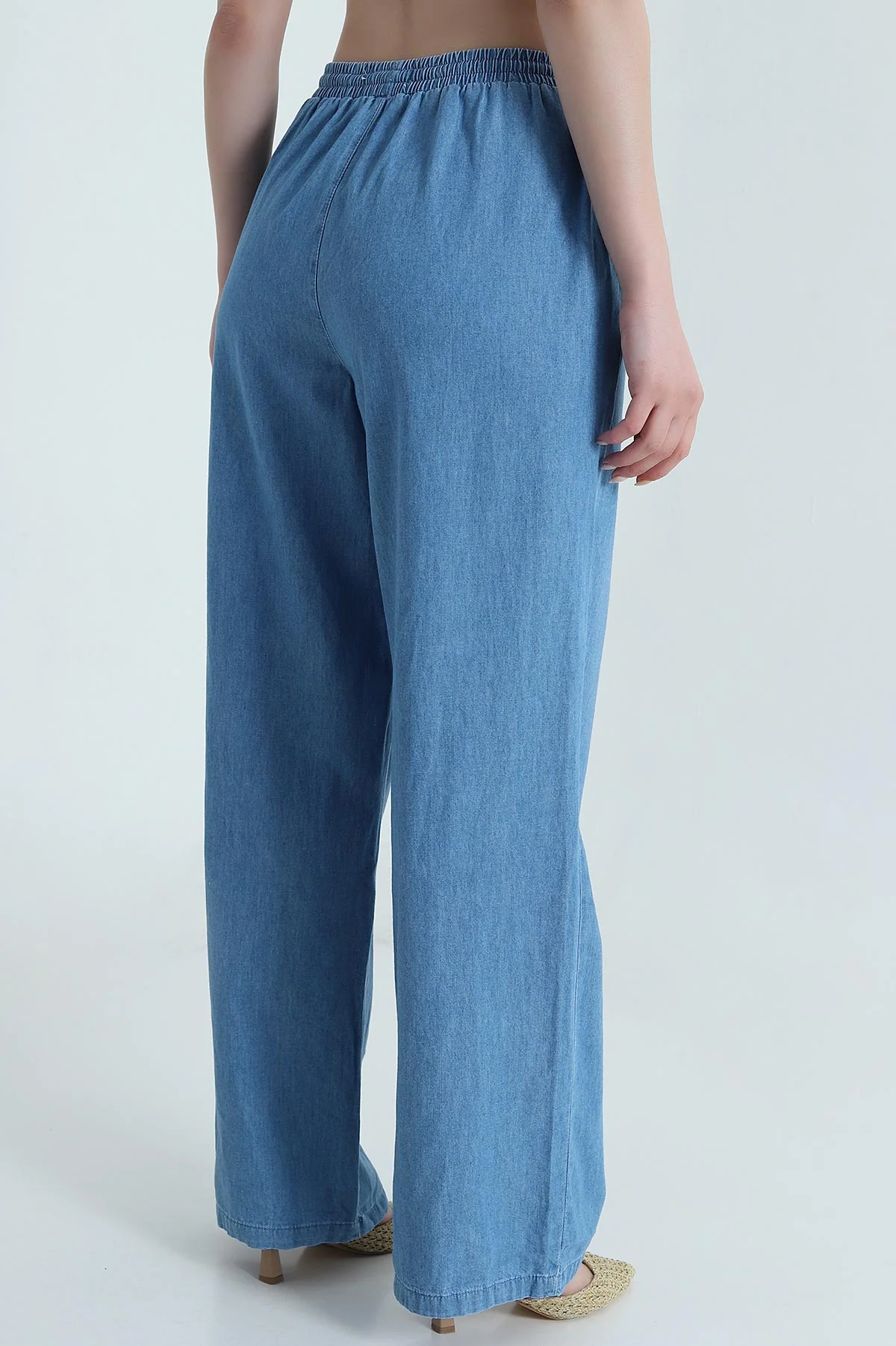 Mavi Cep Detay Bel Lastikli Kadın Tencel Kot Pantolon 473440