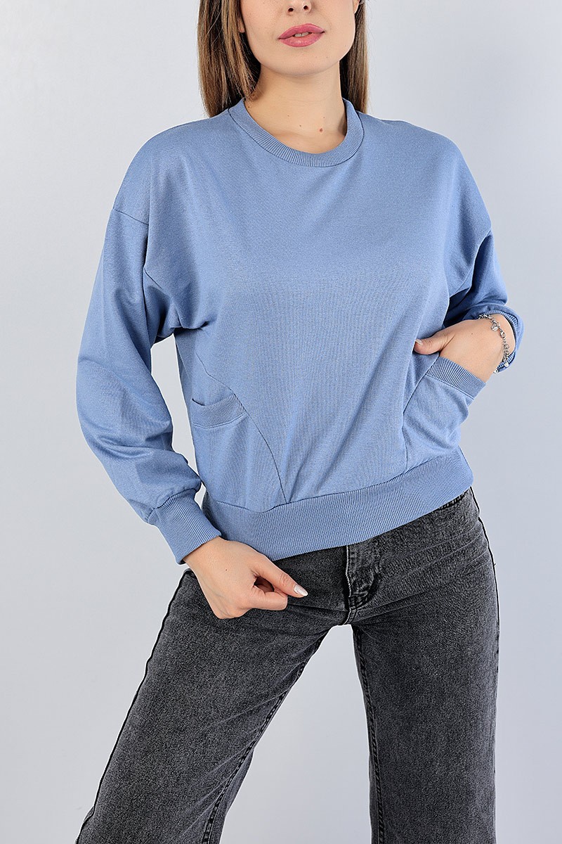 Mavi Cep Tasarım Bayan Sweat 77488