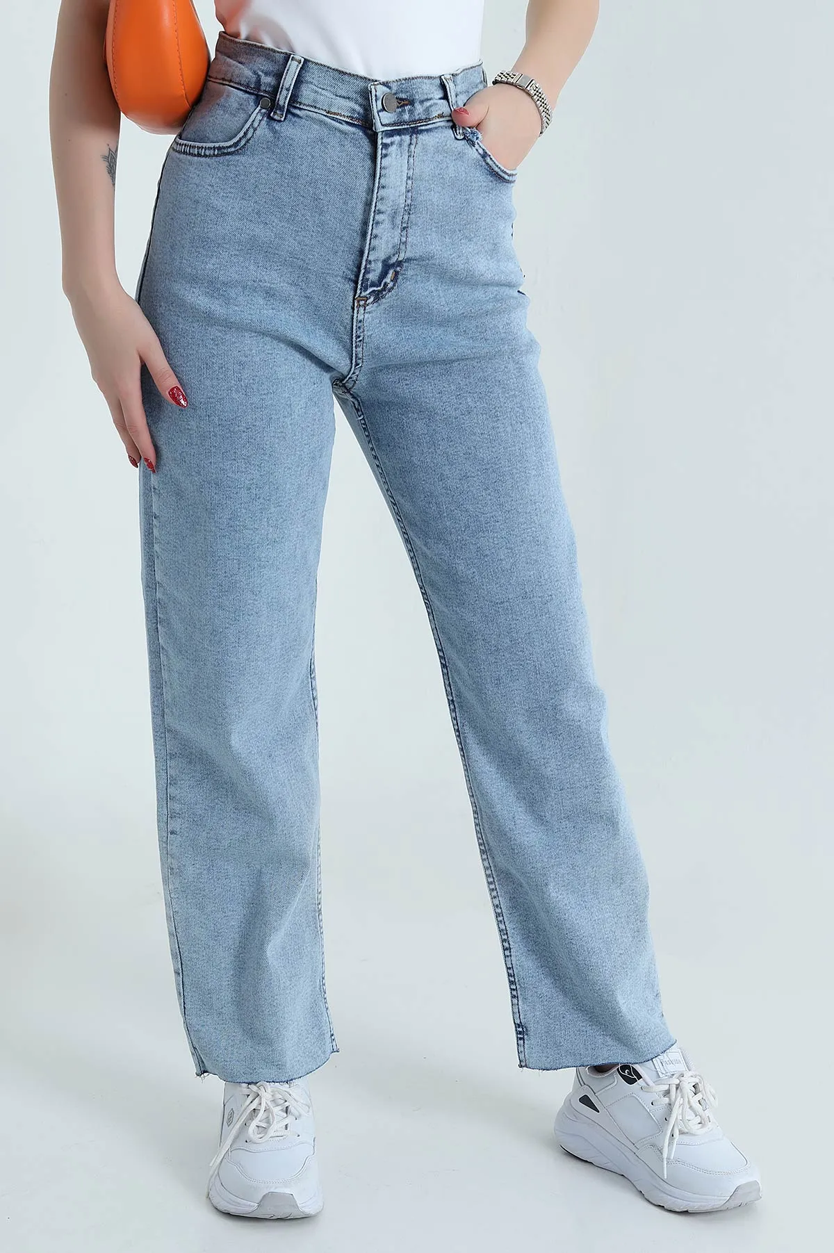 Mavi Cepli Lazer Paça Kadın Kot Pantolon 472981